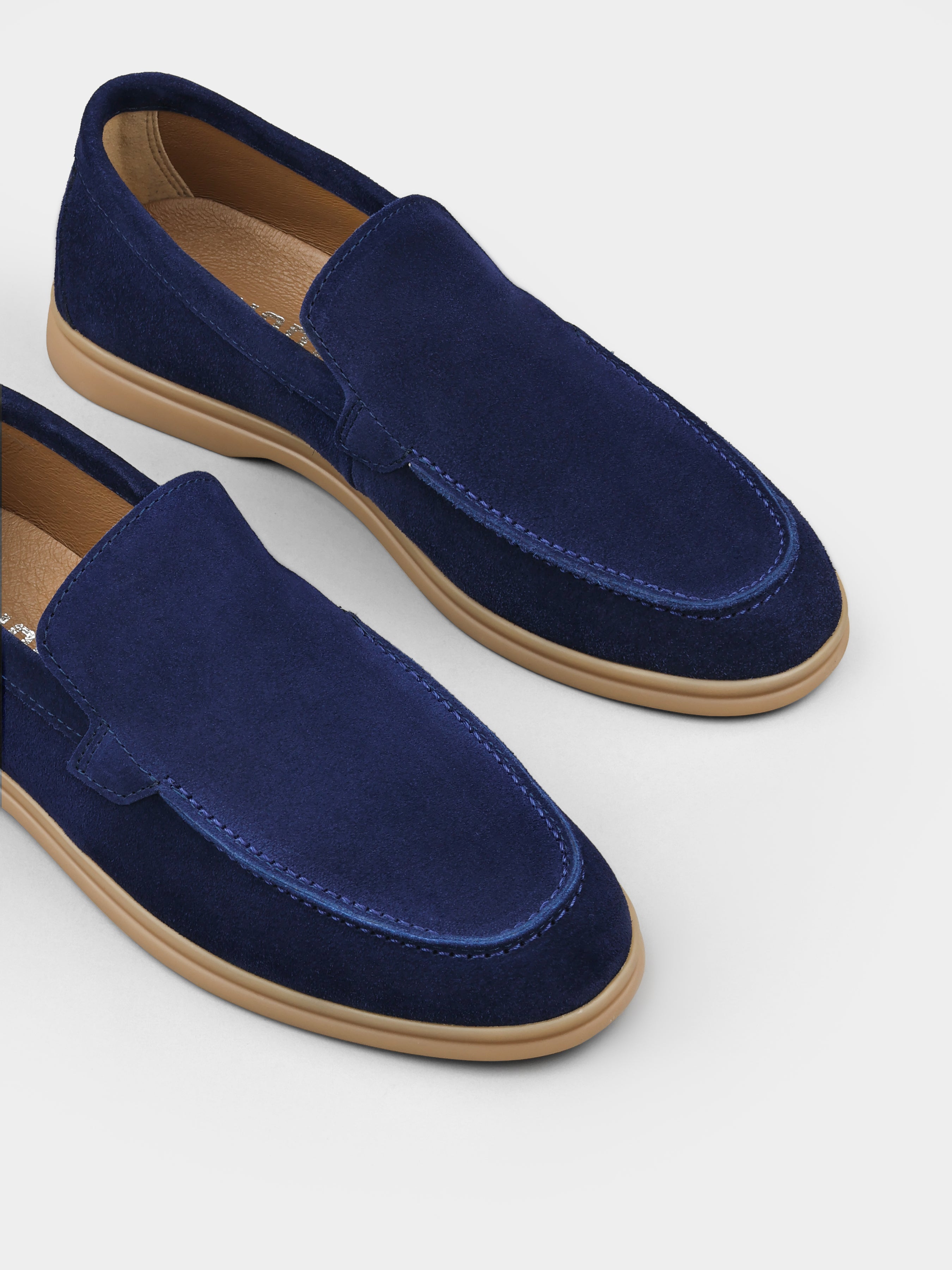 Granatowe Zamszowe Loafersy Fenda