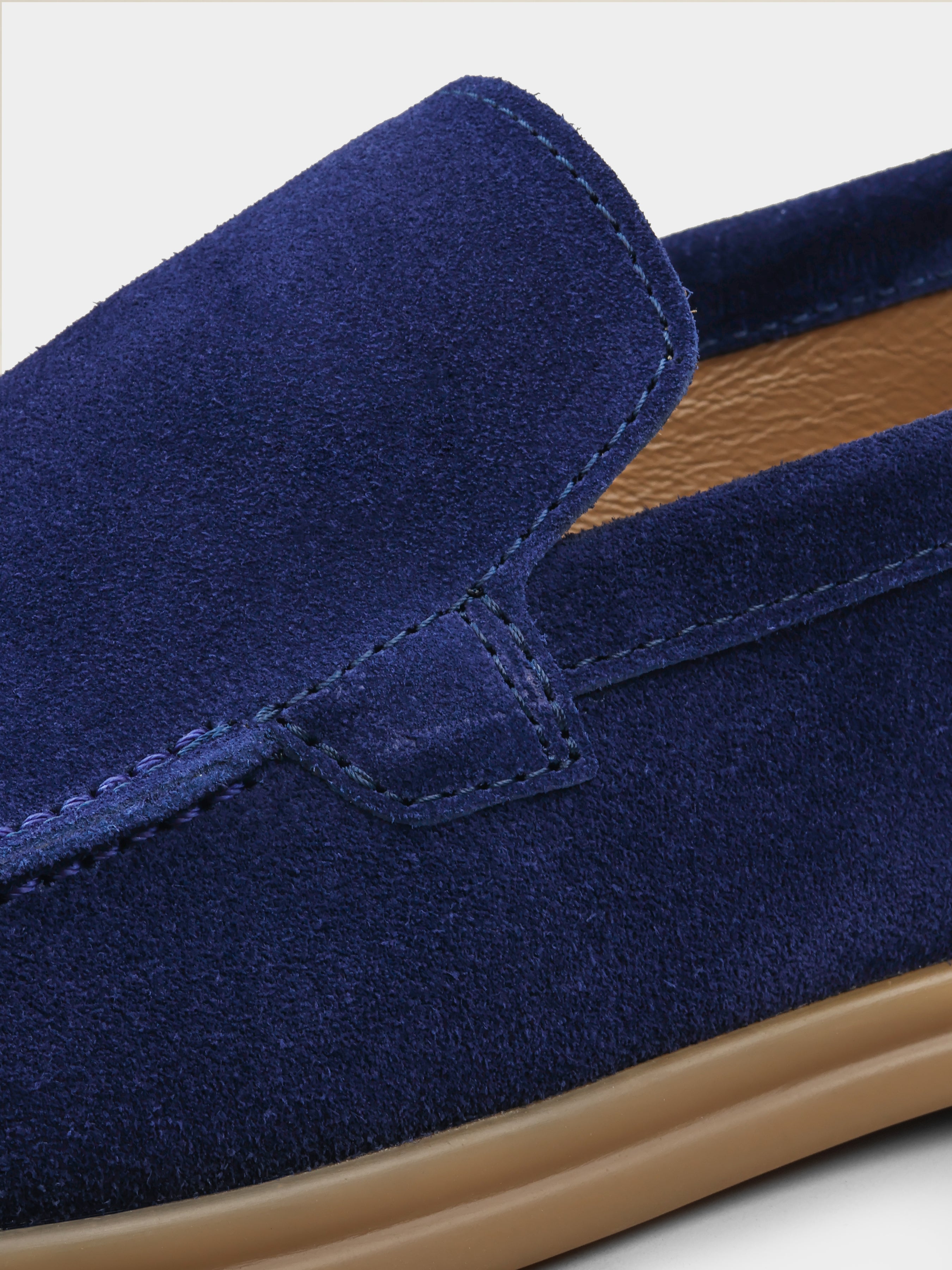 Granatowe Zamszowe Loafersy Fenda