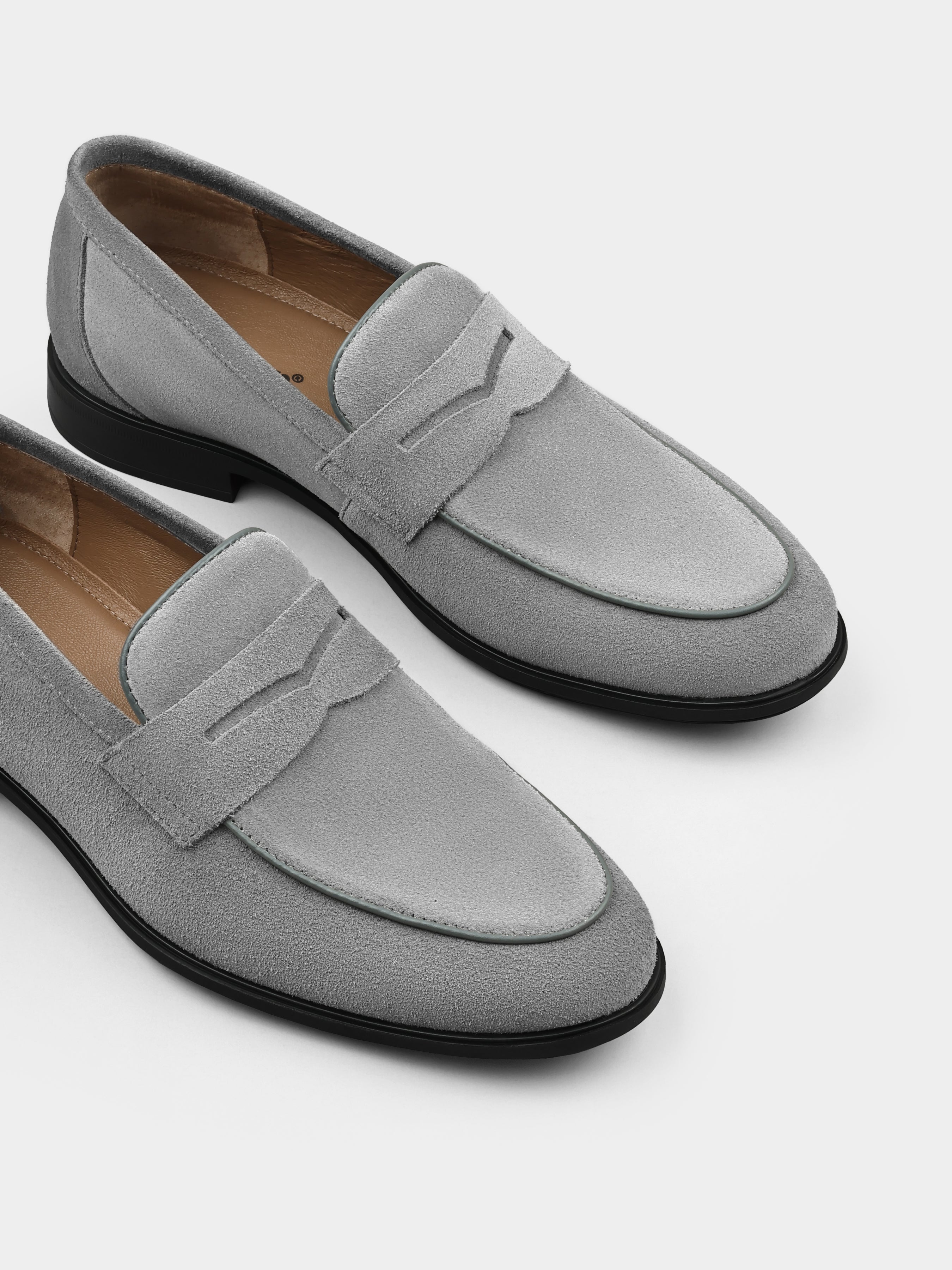 Szare Zamszowe Loafersy Demini