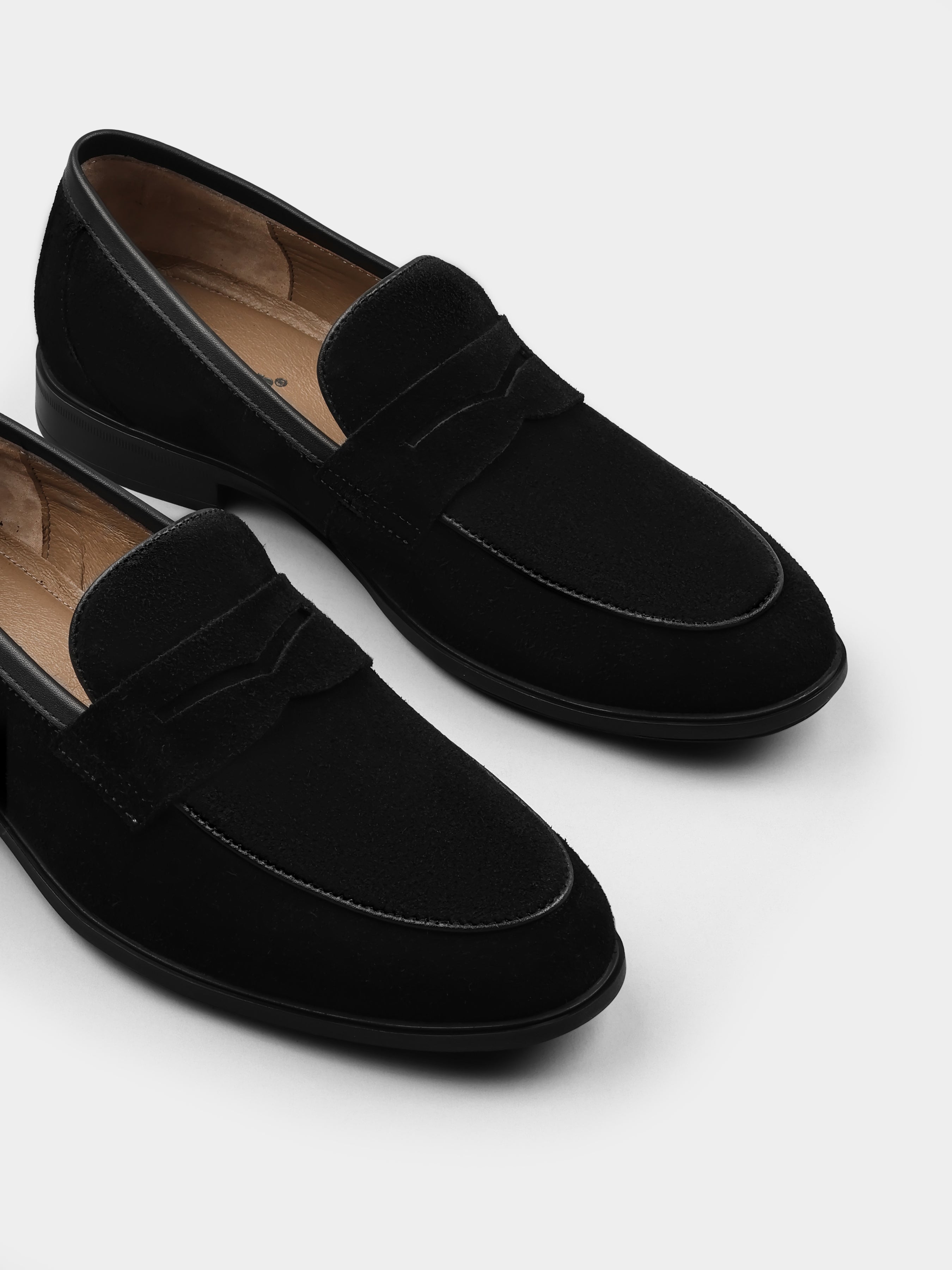Czarne Zamszowe Loafersy Demini