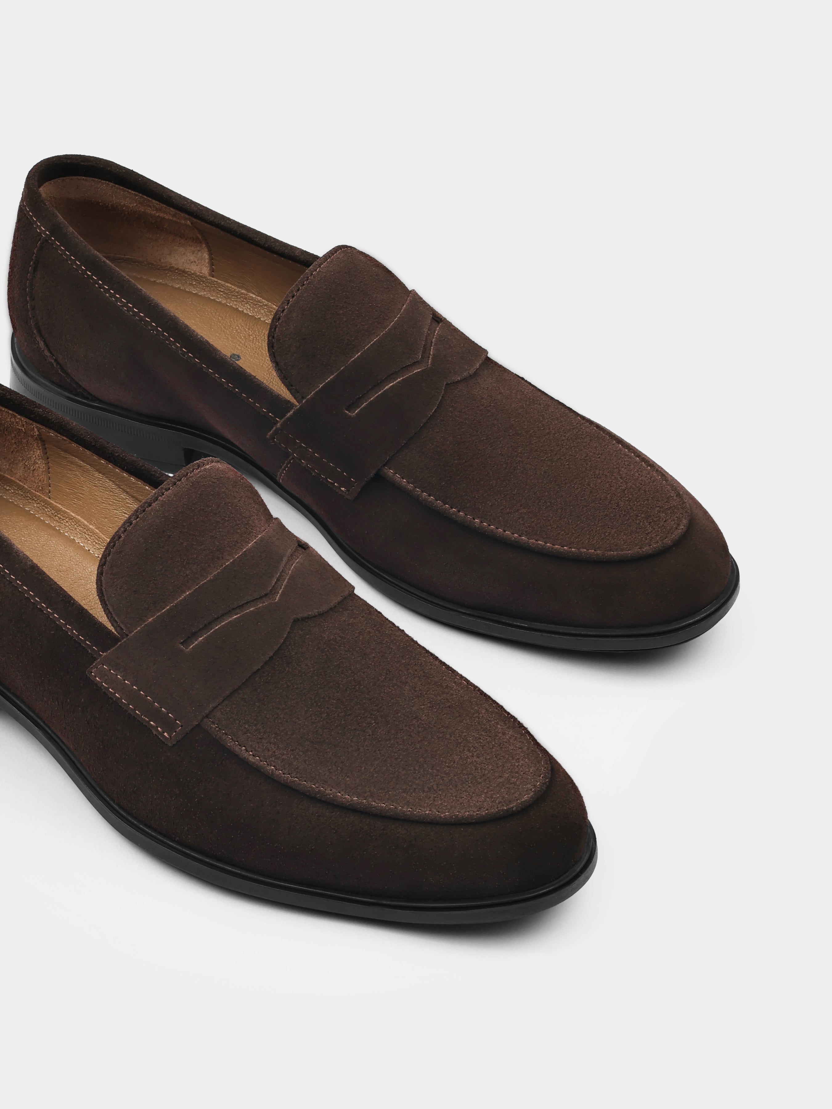 Ciemnobrązowe Zamszowe Loafersy Demini