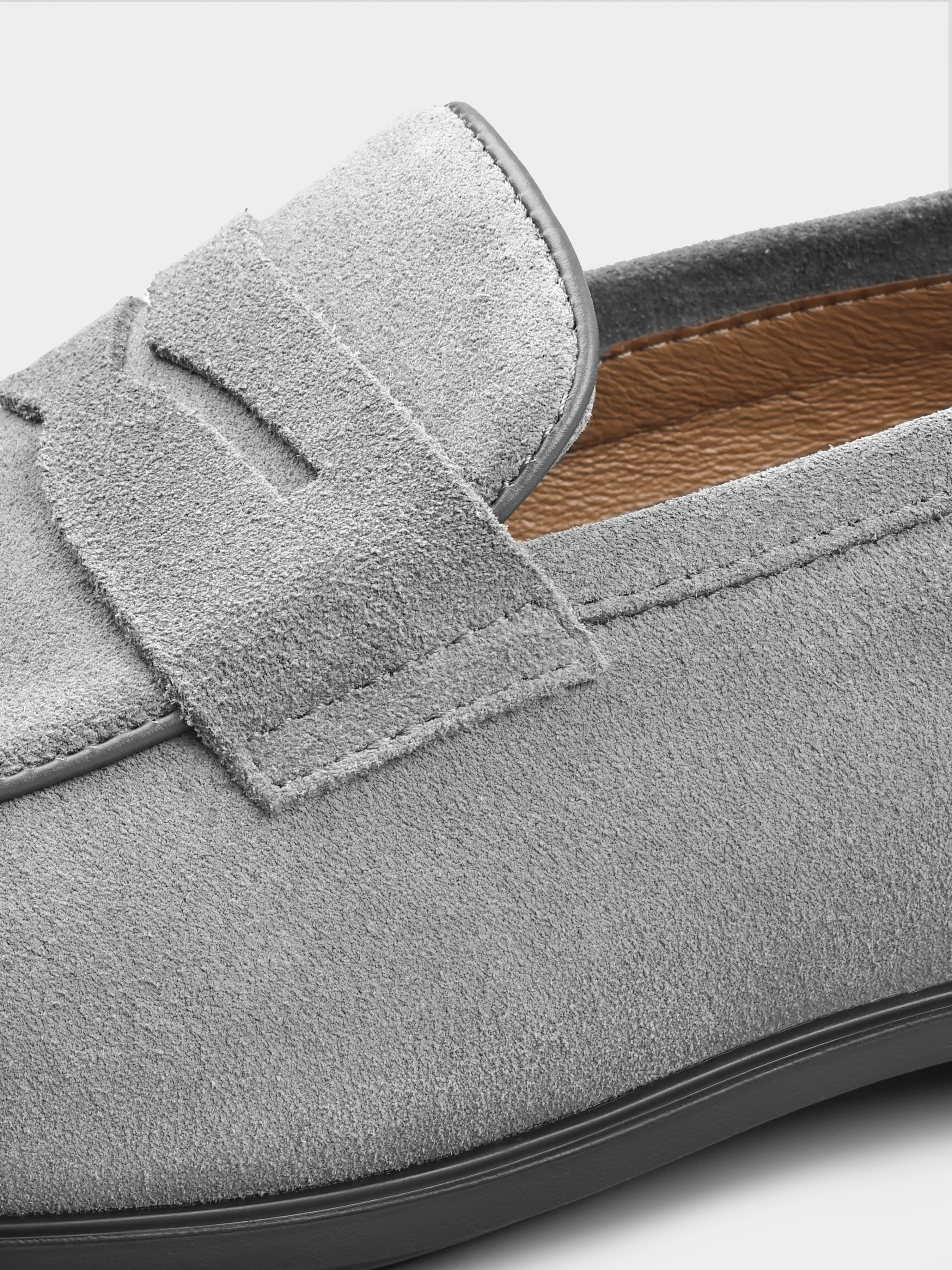 Szare Zamszowe Loafersy Demini