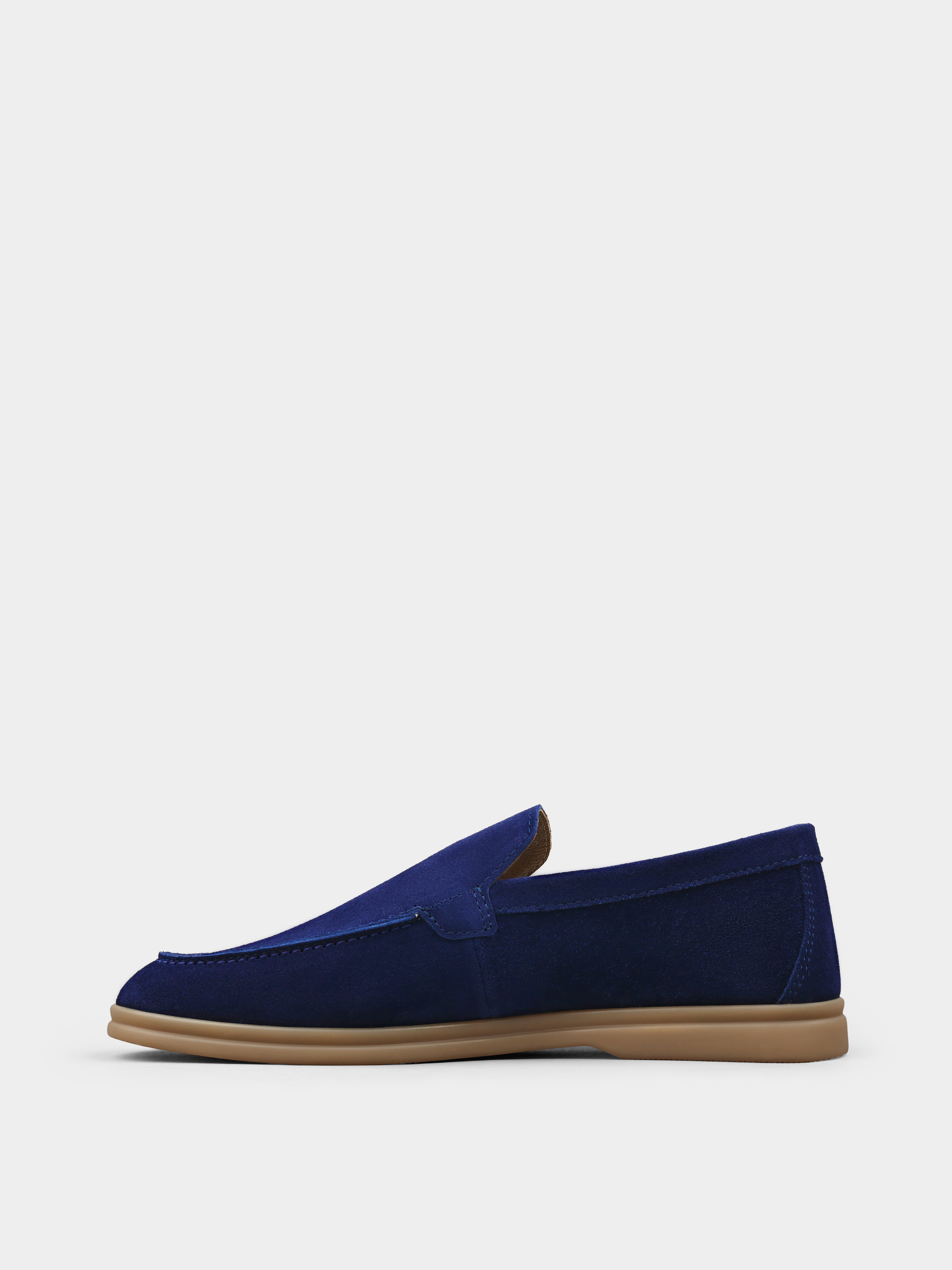 Granatowe Zamszowe Loafersy Fenda