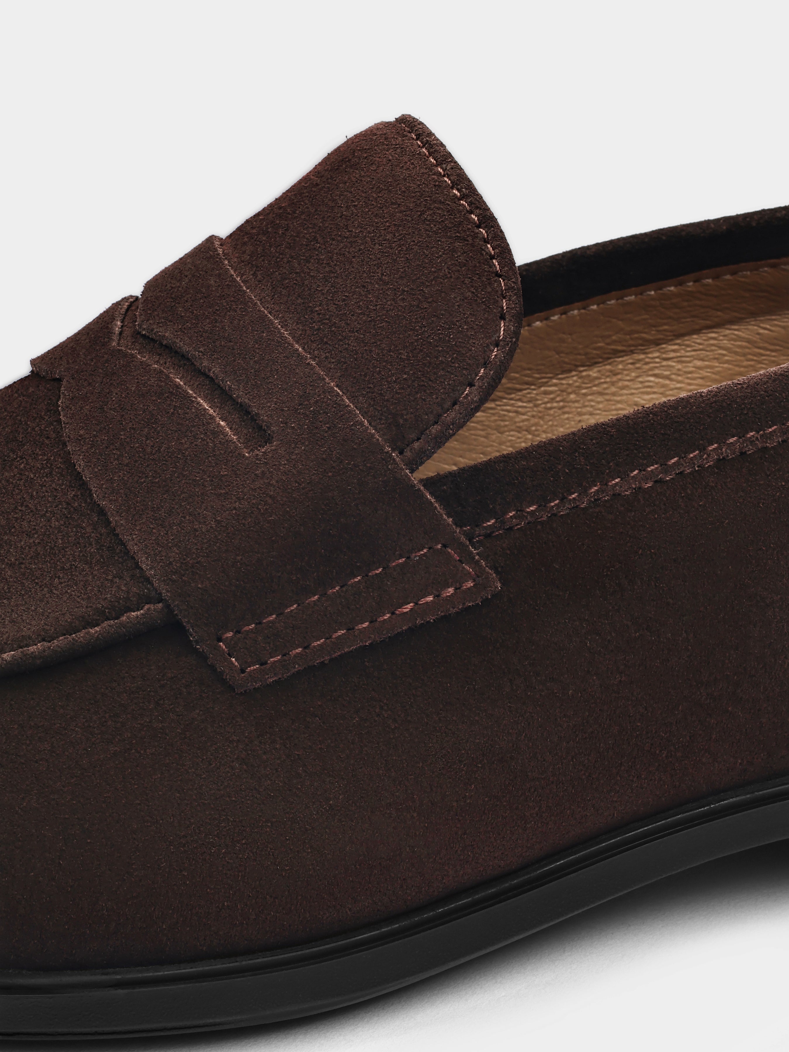 Ciemnobrązowe Zamszowe Loafersy Demini