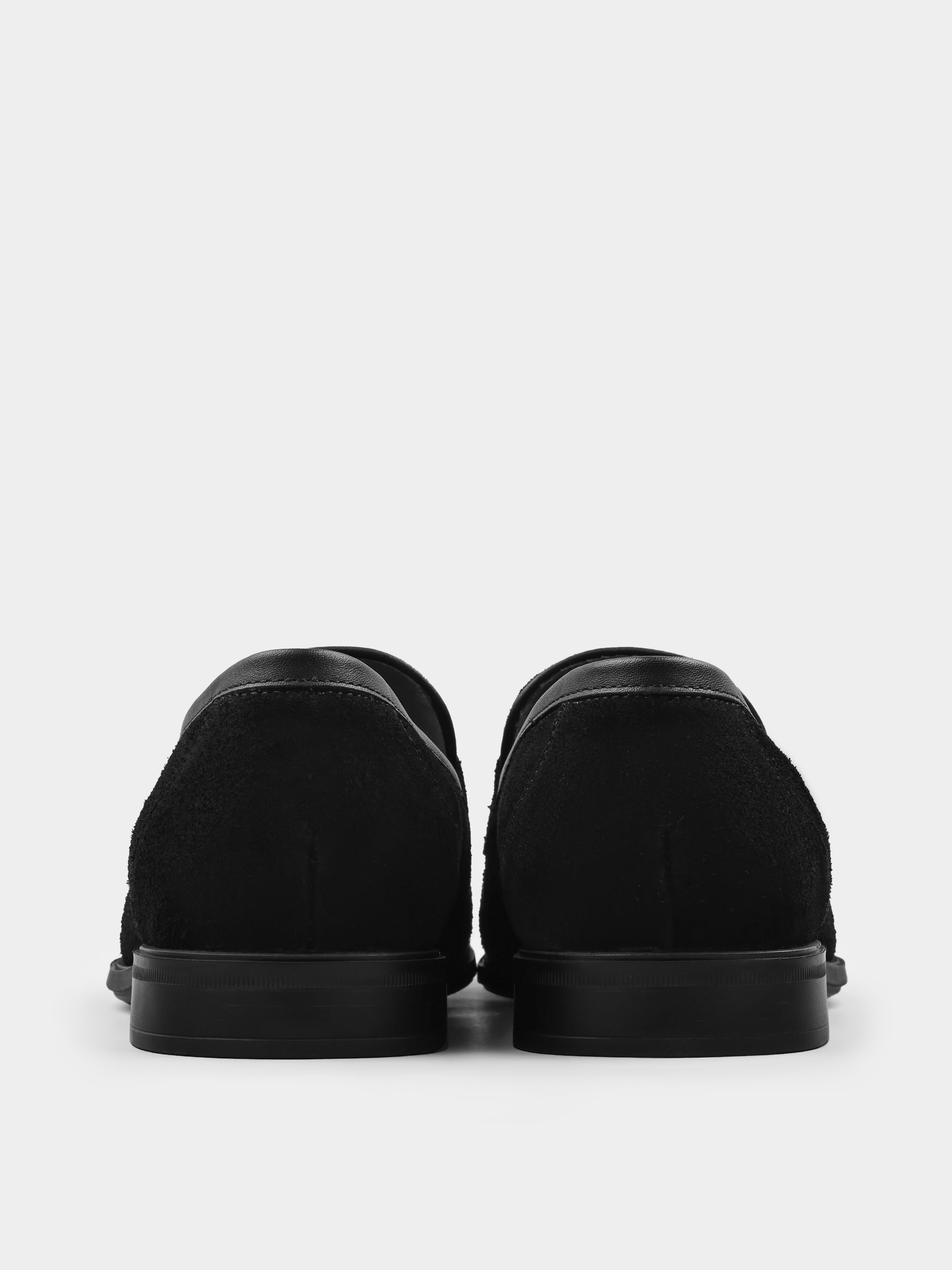 Czarne Zamszowe Loafersy Demini