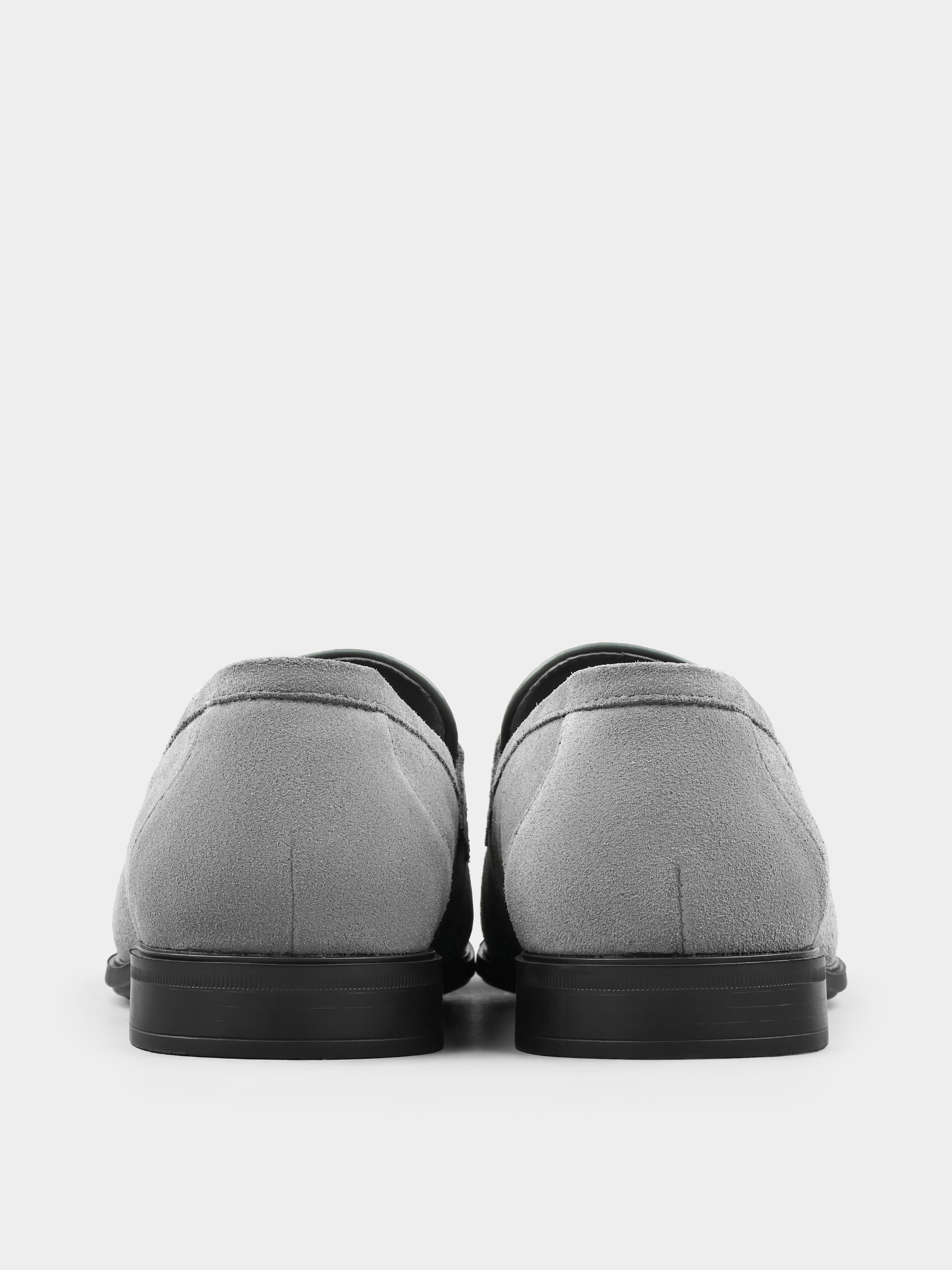 Szare Zamszowe Loafersy Demini