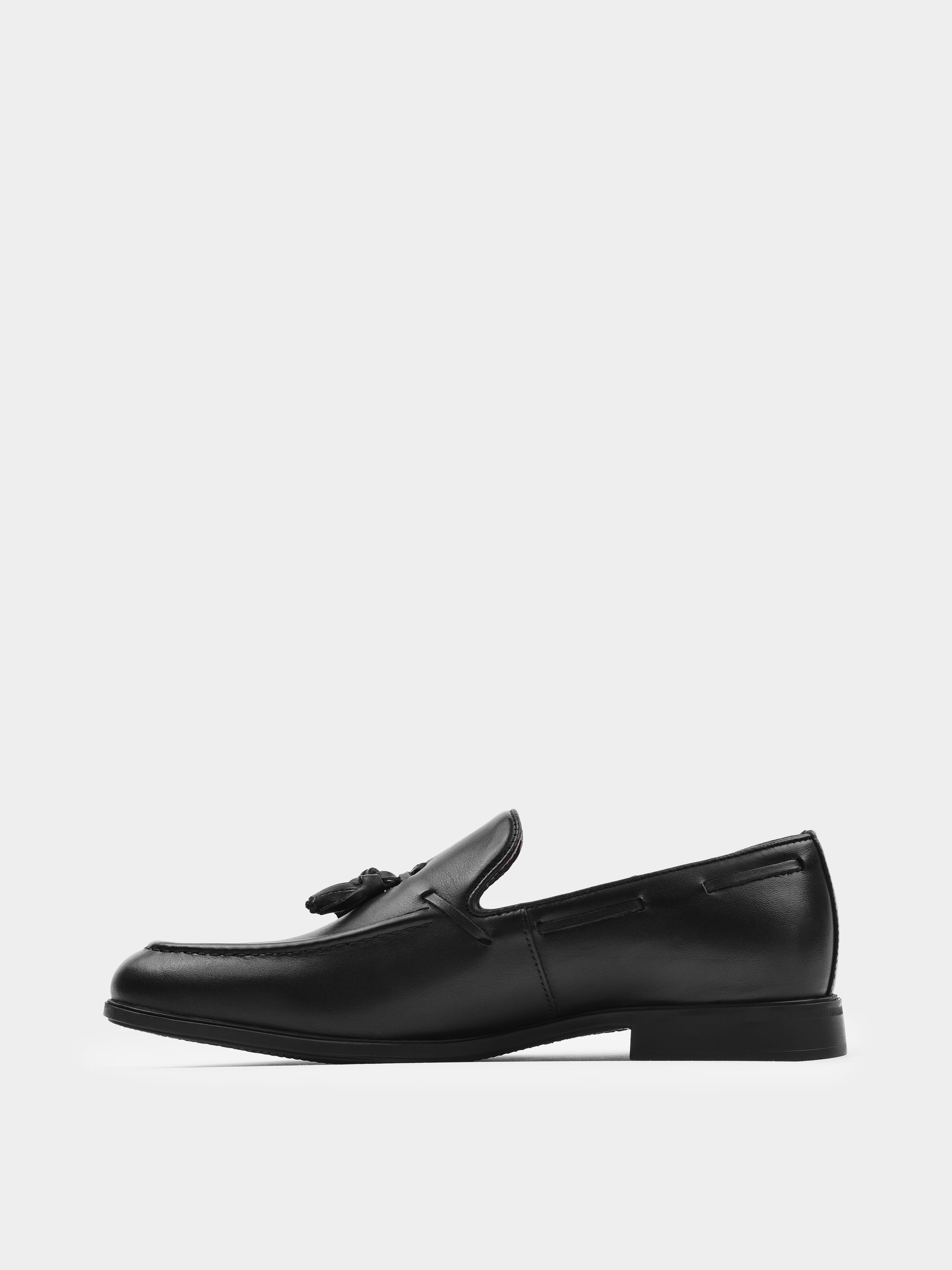 Czarne Skórzane Loafersy Frandi