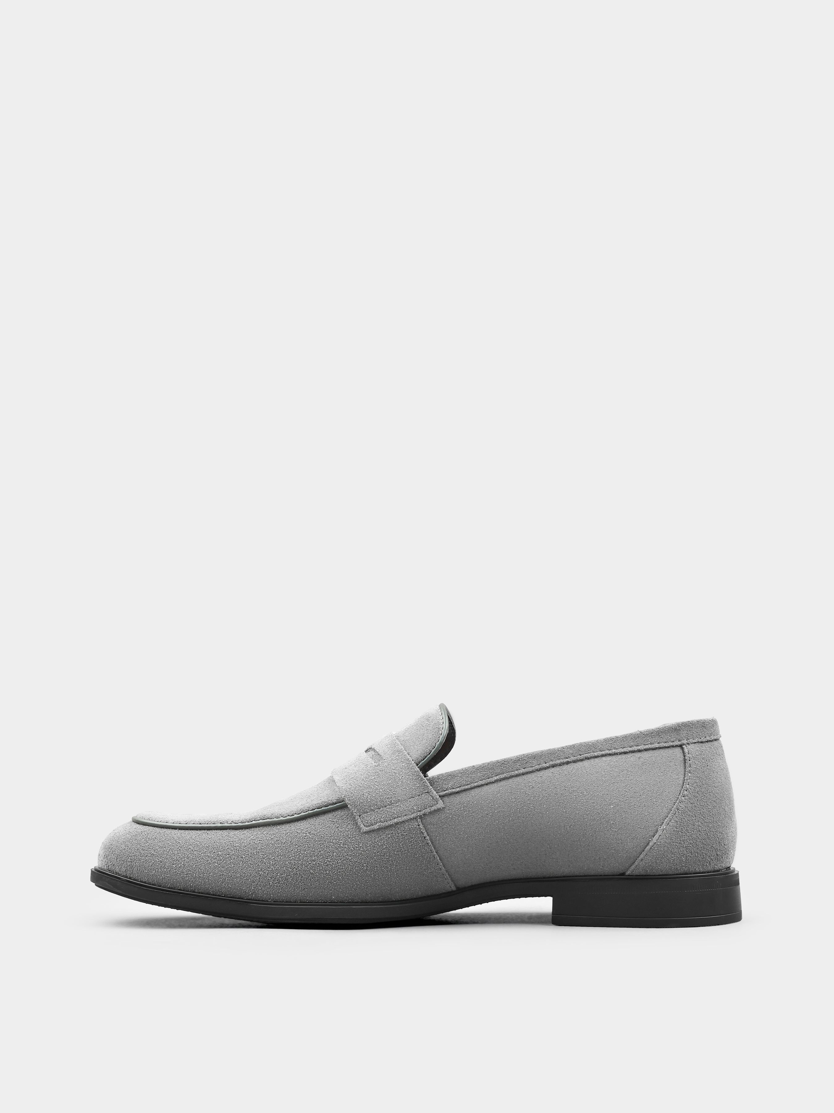 Szare Zamszowe Loafersy Demini