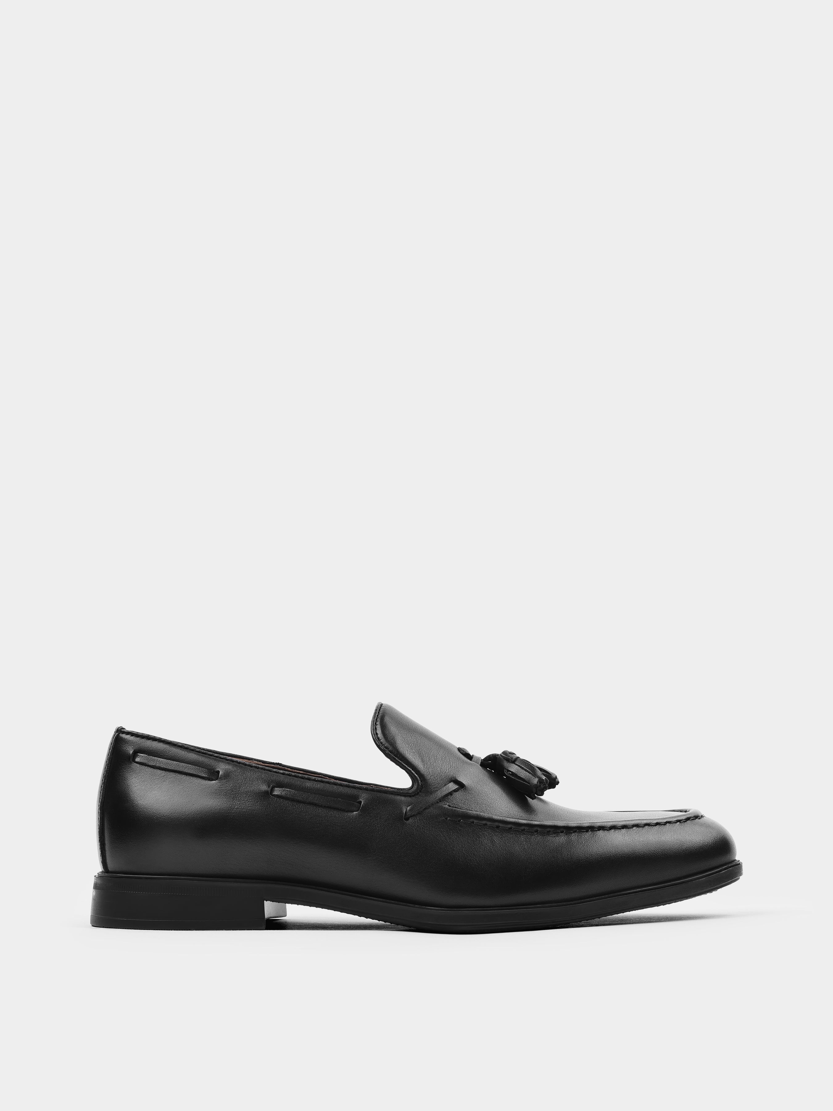 Czarne Skórzane Loafersy Frandi