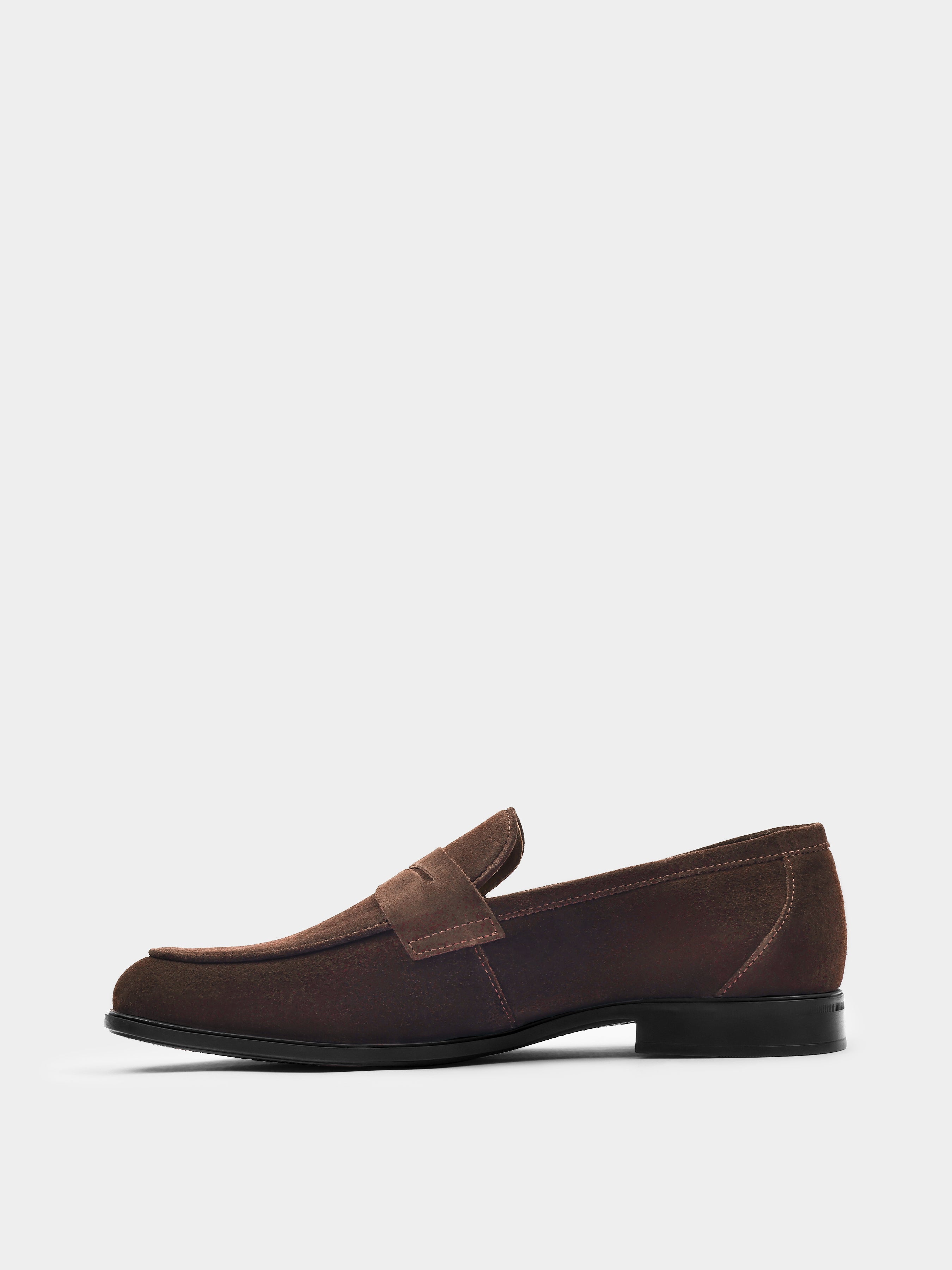 Ciemnobrązowe Zamszowe Loafersy Demini