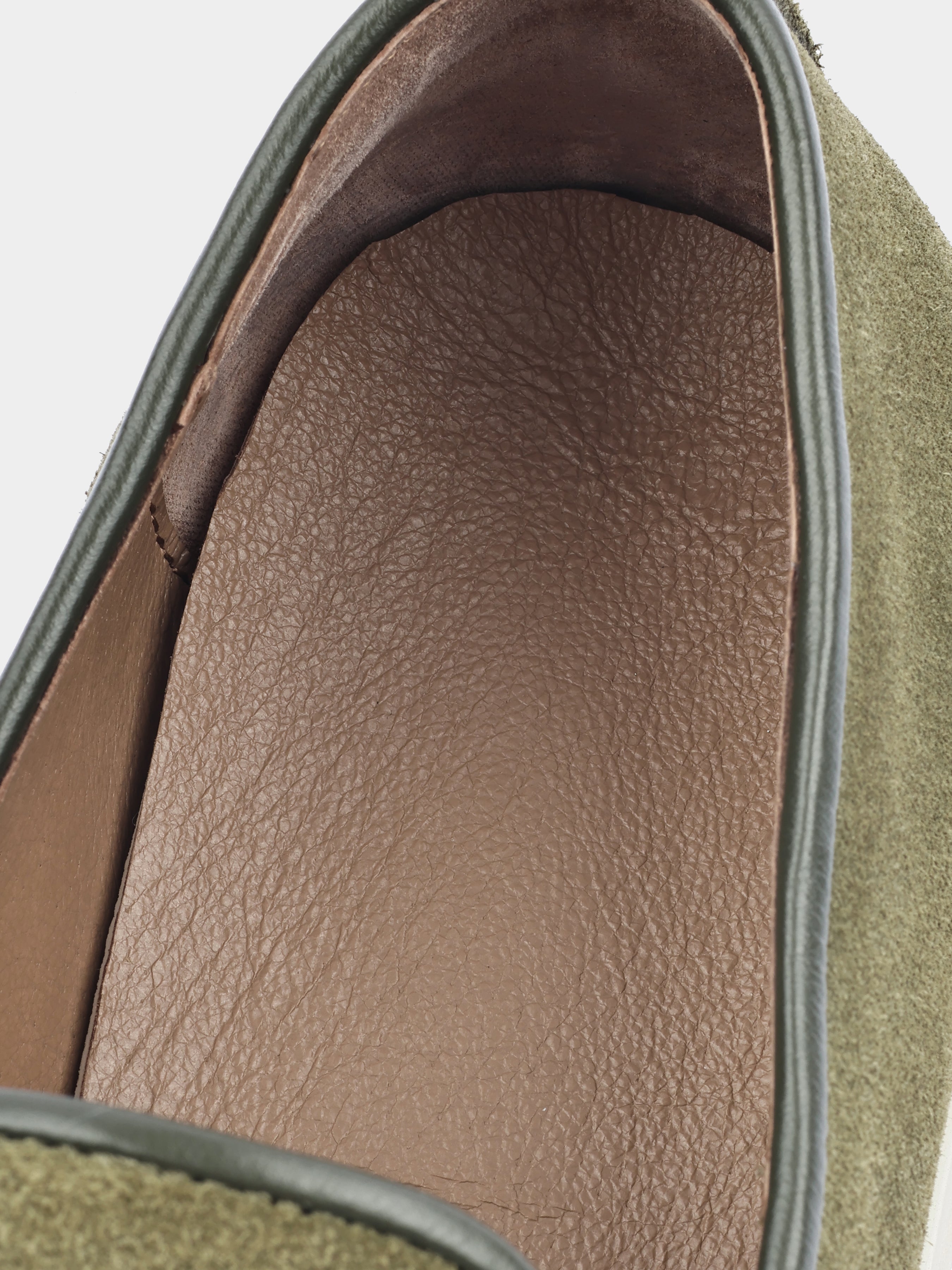 Oliwkowe Zamszowe Loafersy Denno