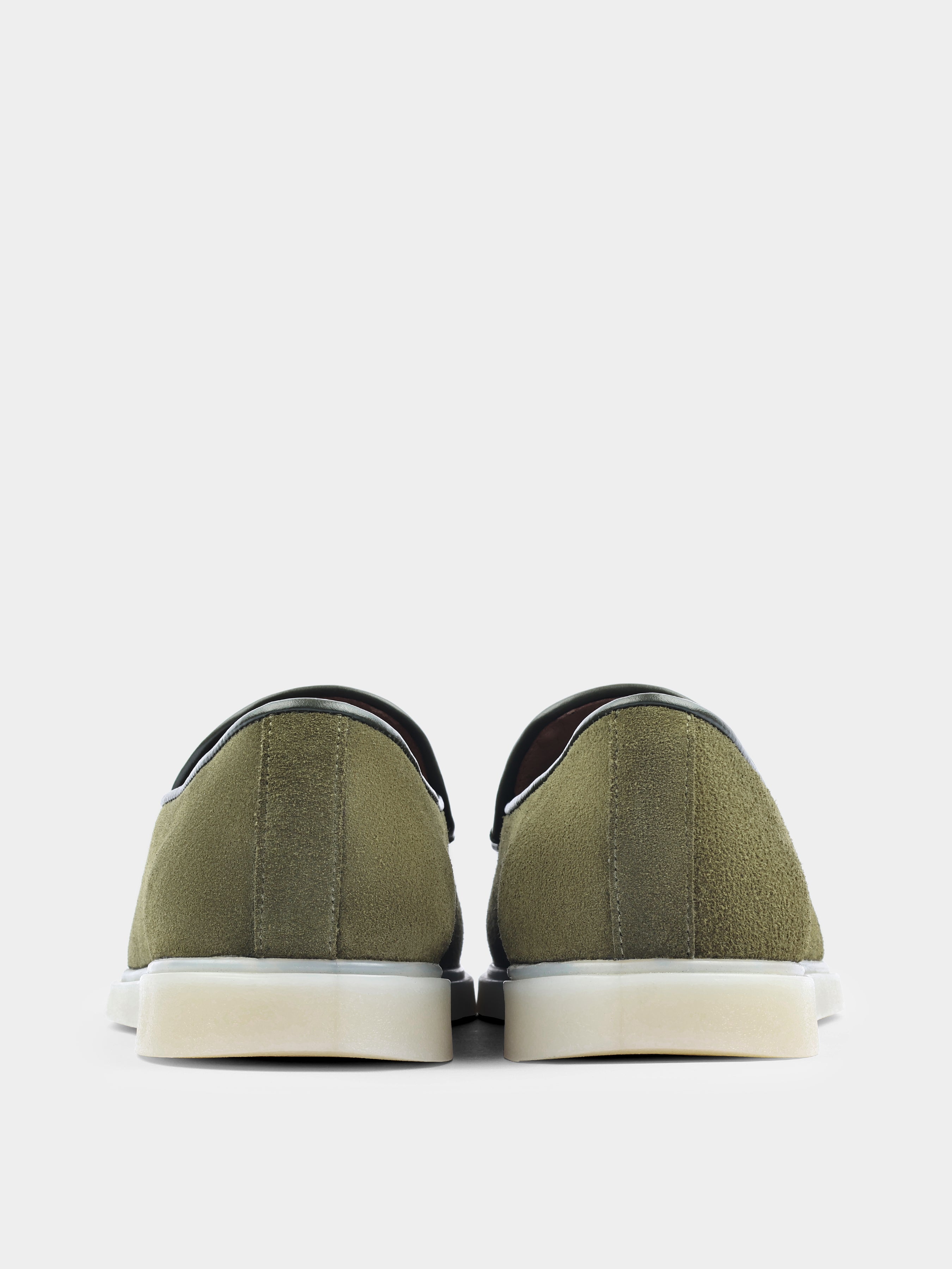 Oliwkowe Zamszowe Loafersy Denno