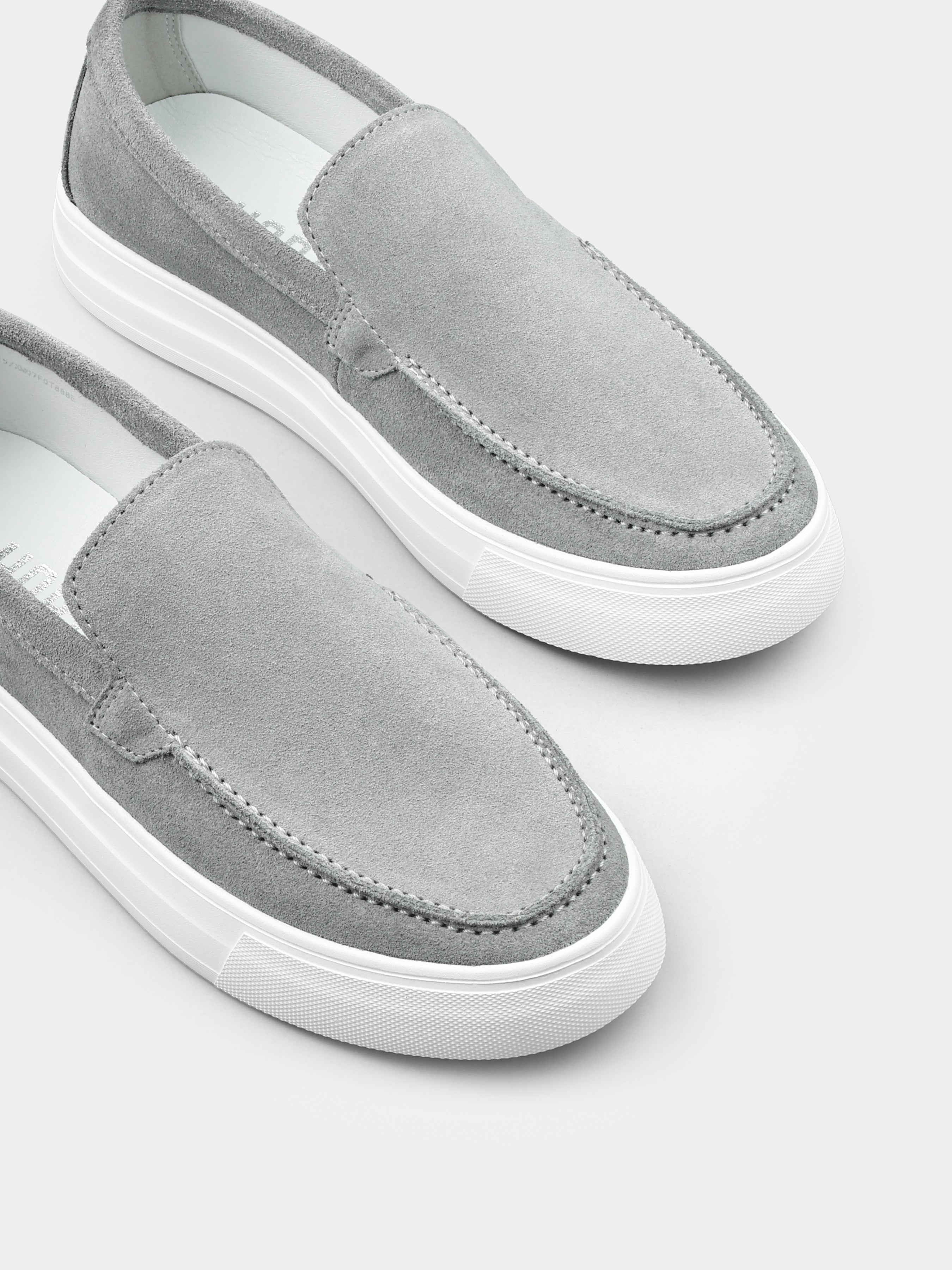 Szare Zamszowe Loafersy Spectrum