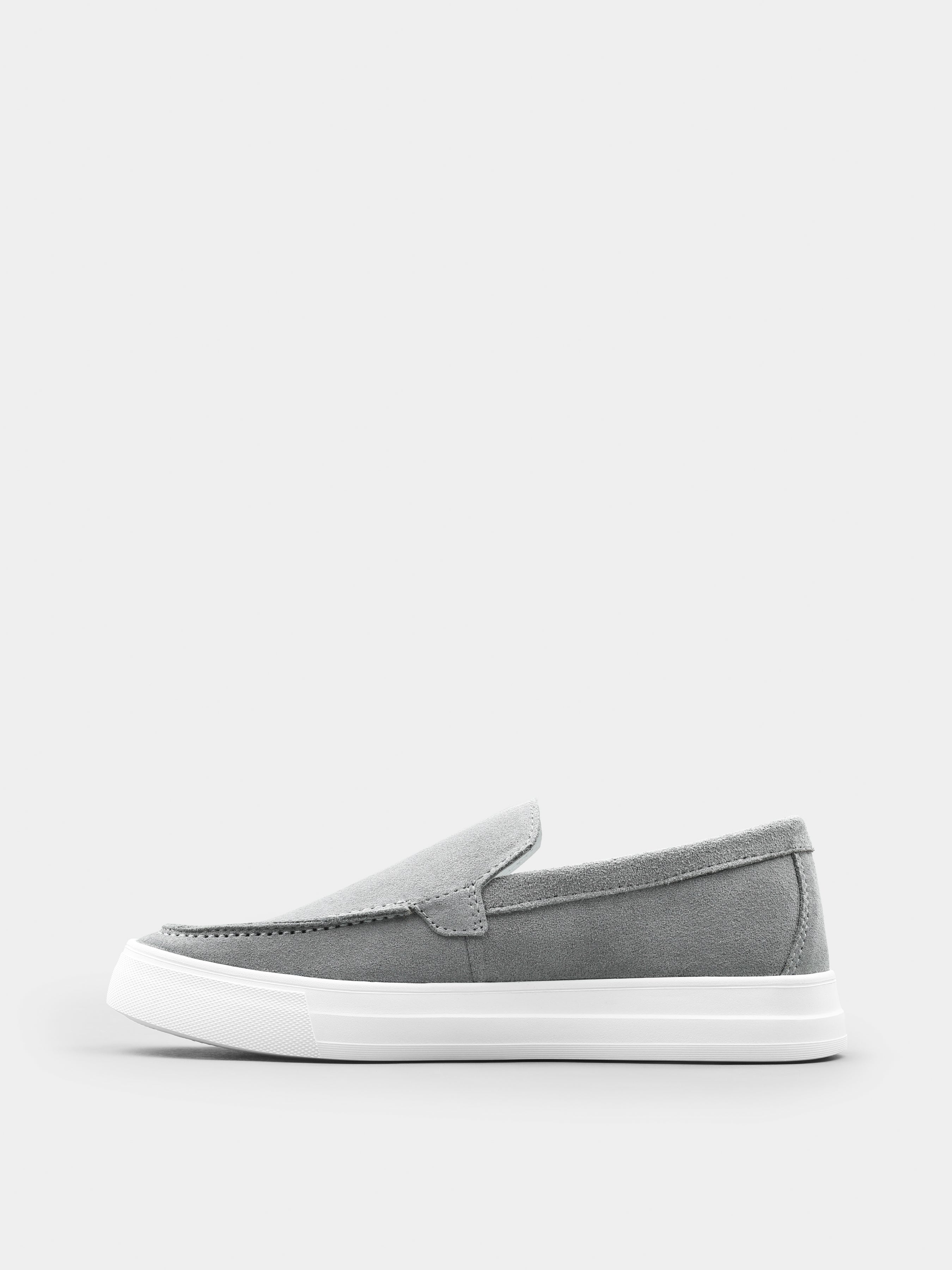 Szare Zamszowe Loafersy Spectrum