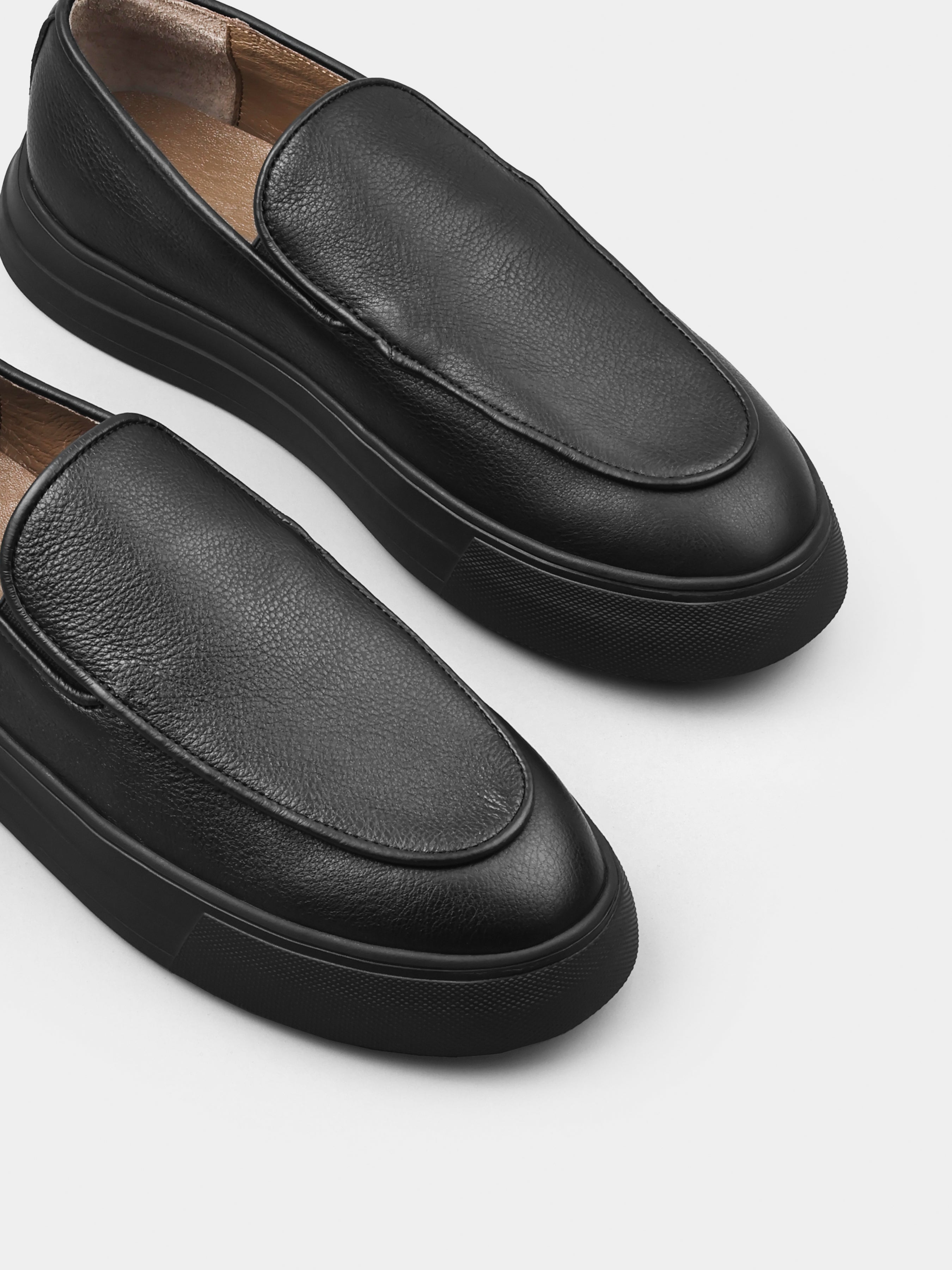 Czarne Skórzane Loafersy Oscuro