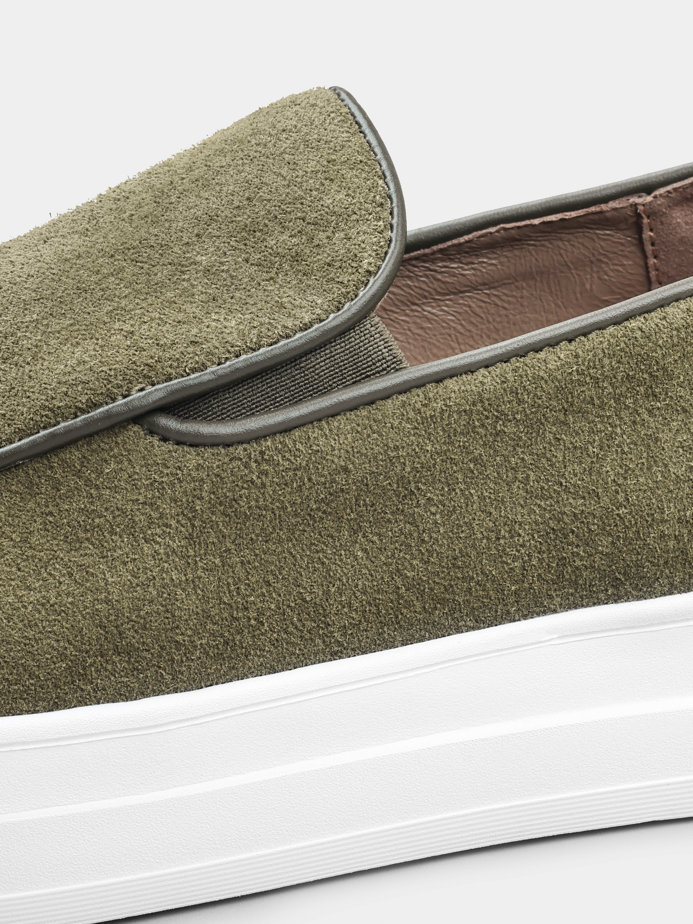 Oliwkowe Zamszowe Loafersy Oscuro