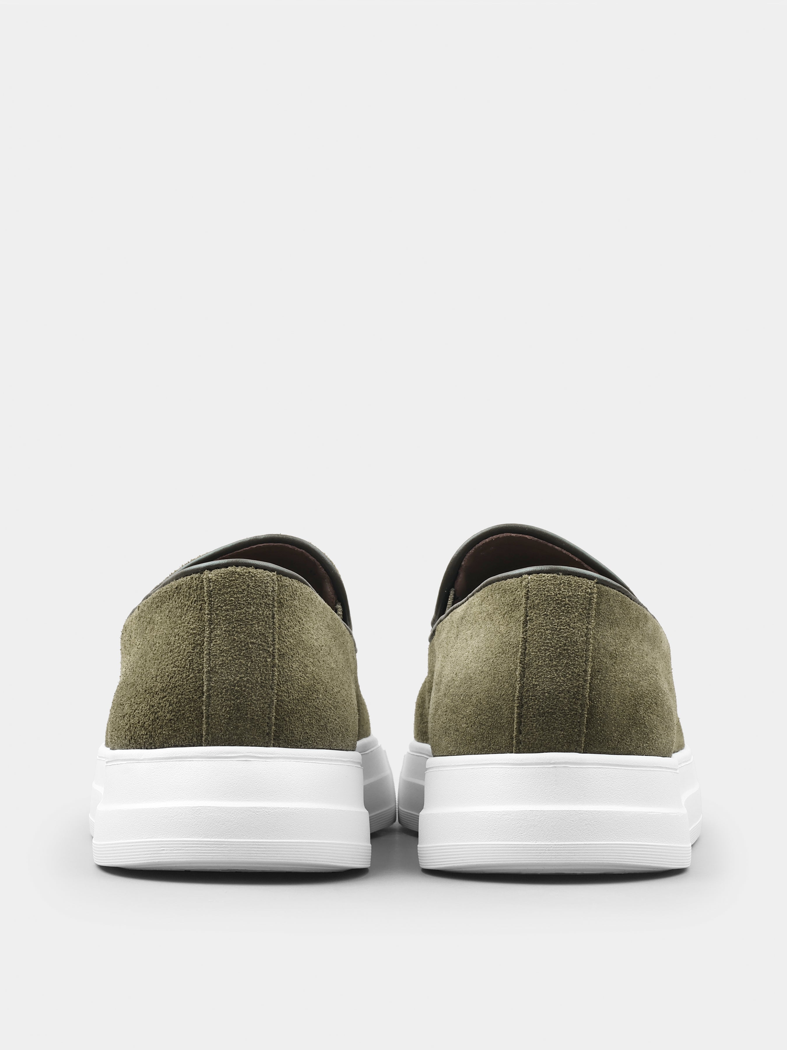 Oliwkowe Zamszowe Loafersy Oscuro