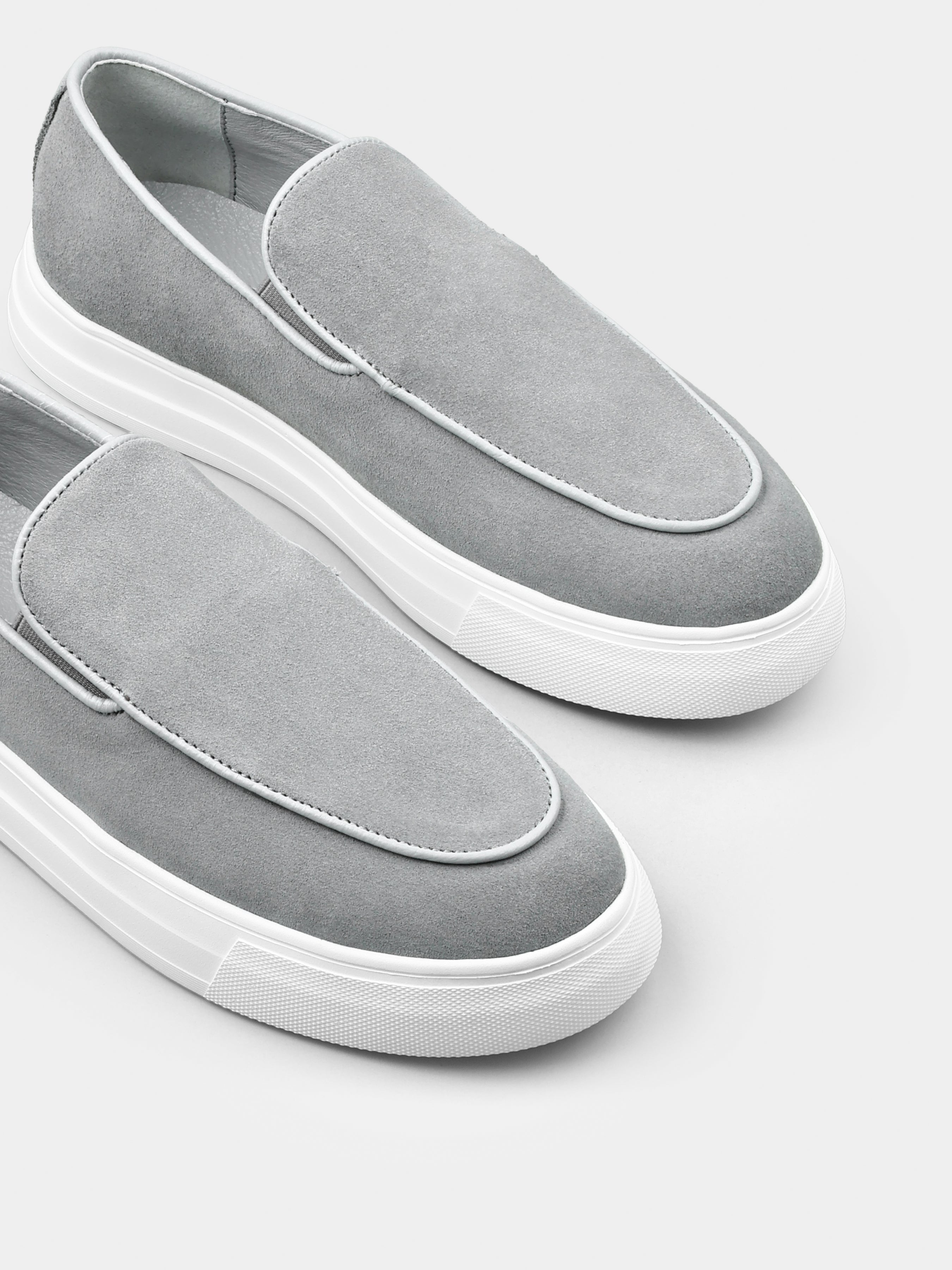 Szare Zamszowe Loafersy Oscuro