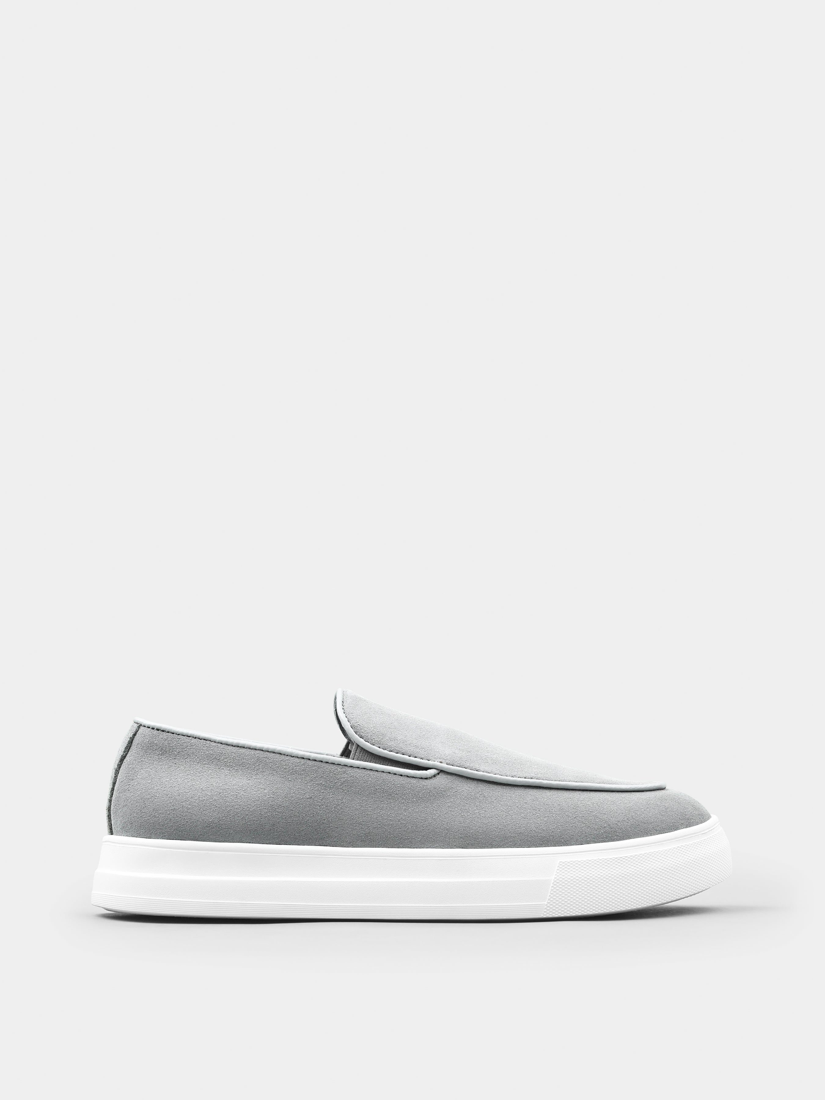 Szare Zamszowe Loafersy Oscuro