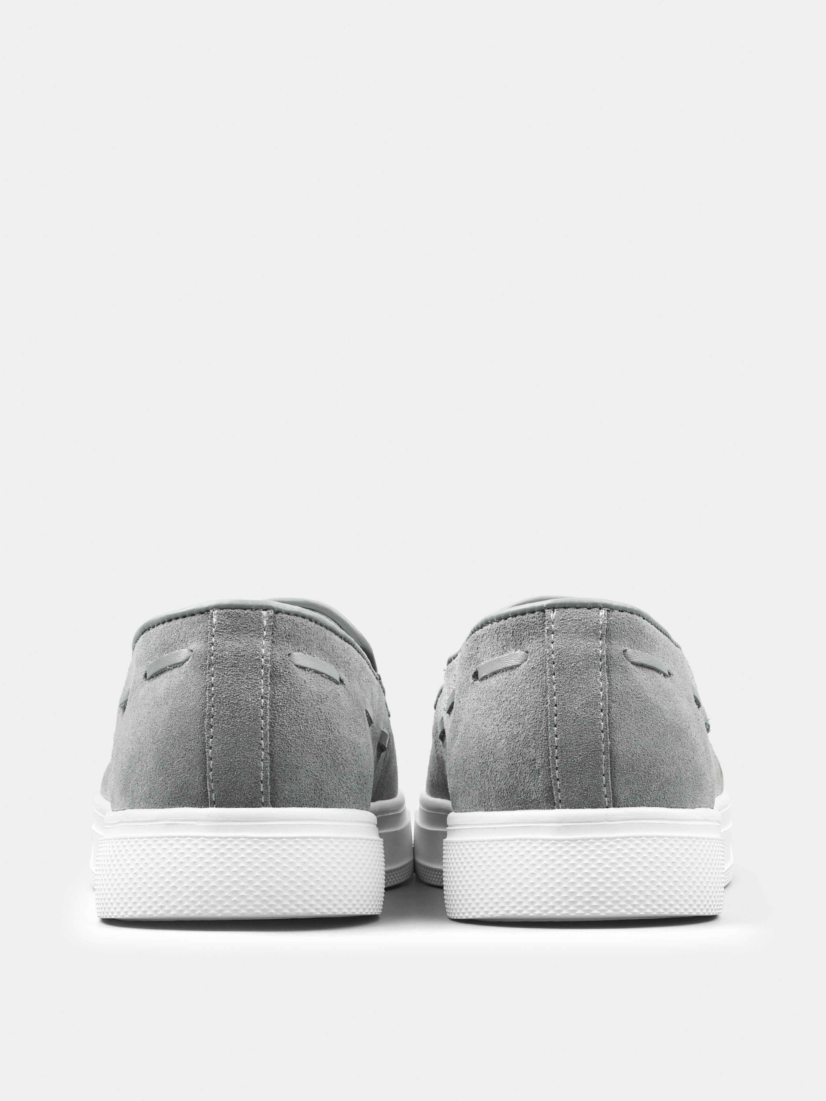 Szare Zamszowe Loafersy Spectr