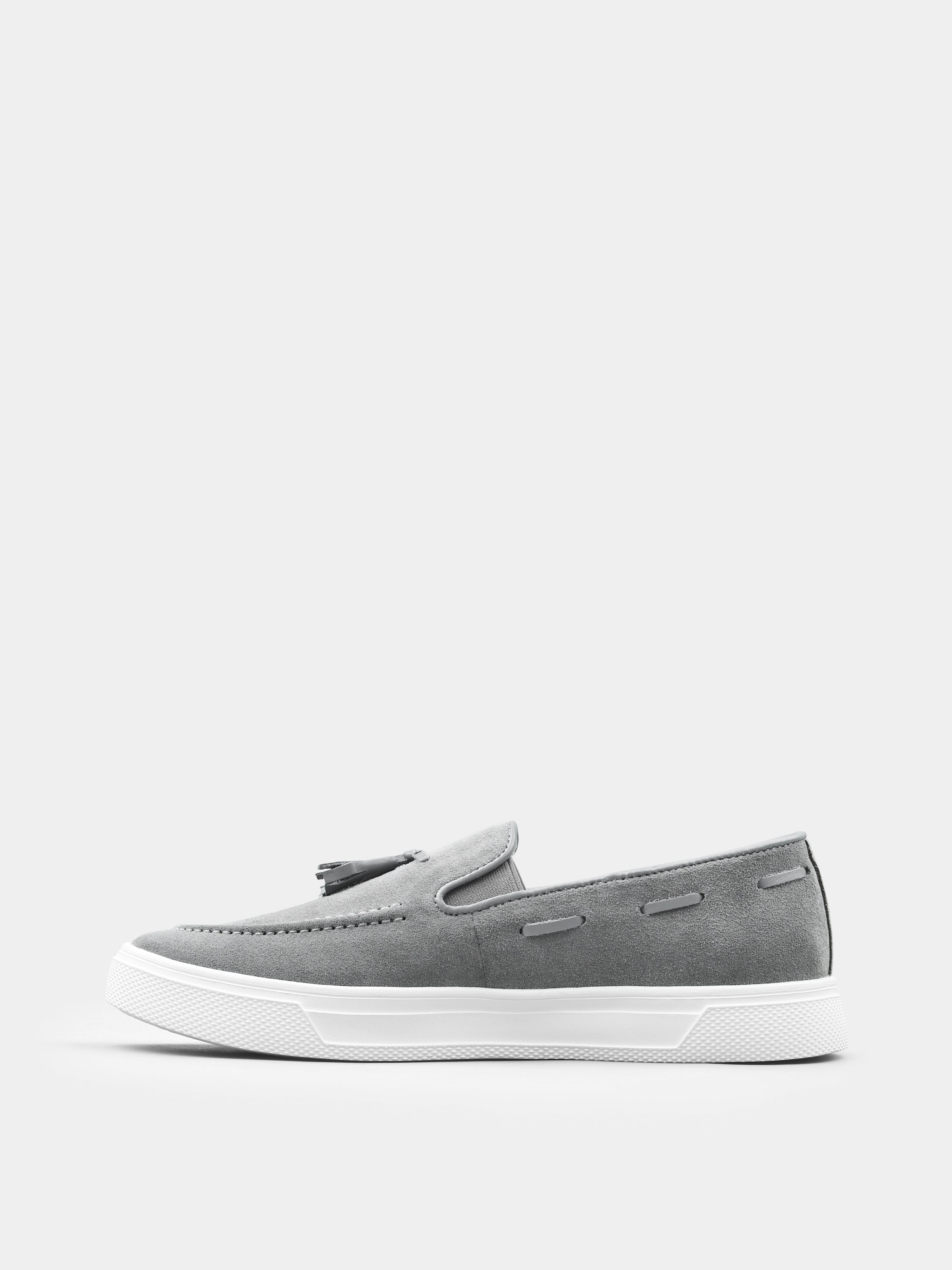 Szare Zamszowe Loafersy Spectr