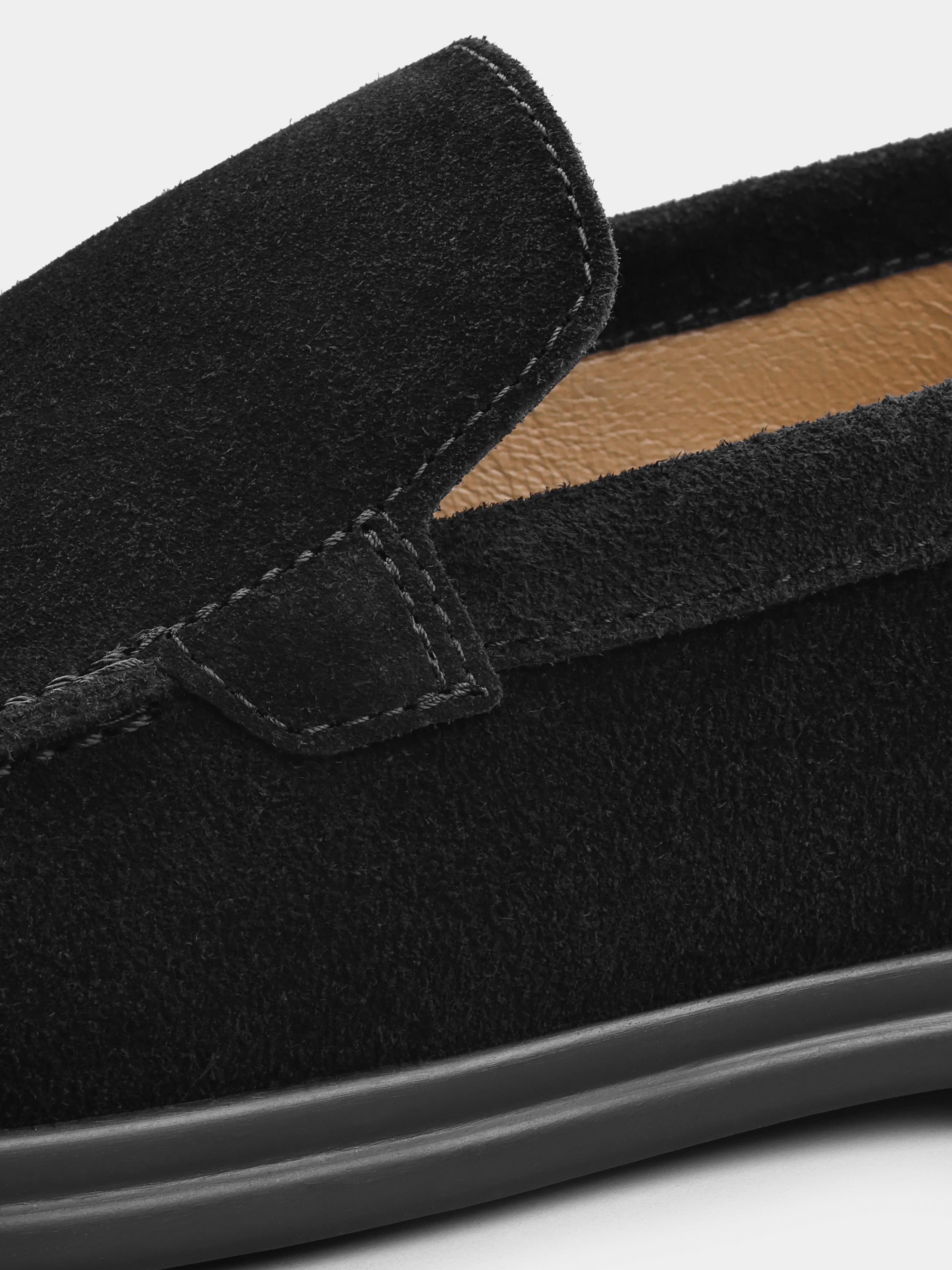 Czarne Zamszowe Loafersy Fenda