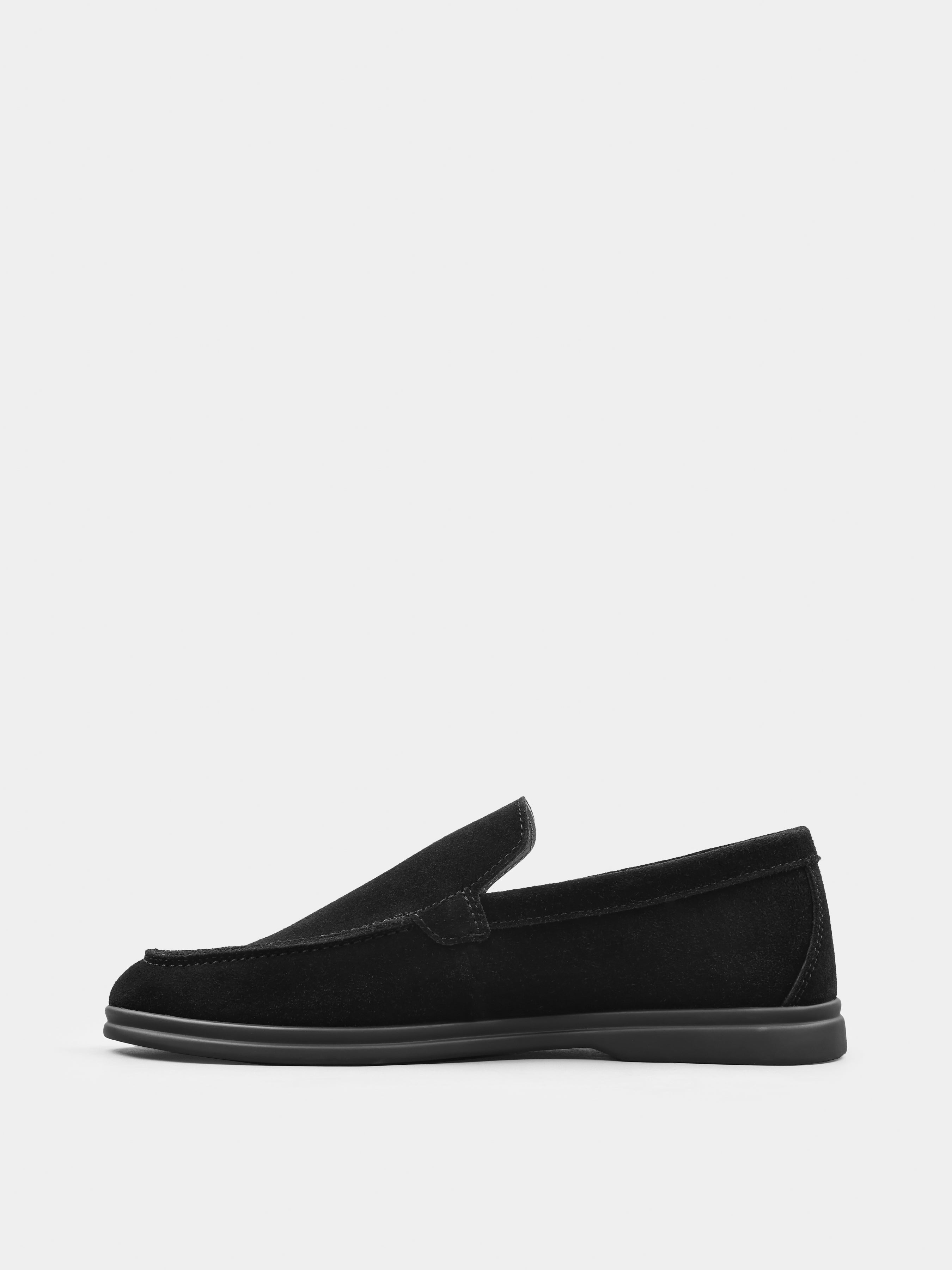 Czarne Zamszowe Loafersy Fenda