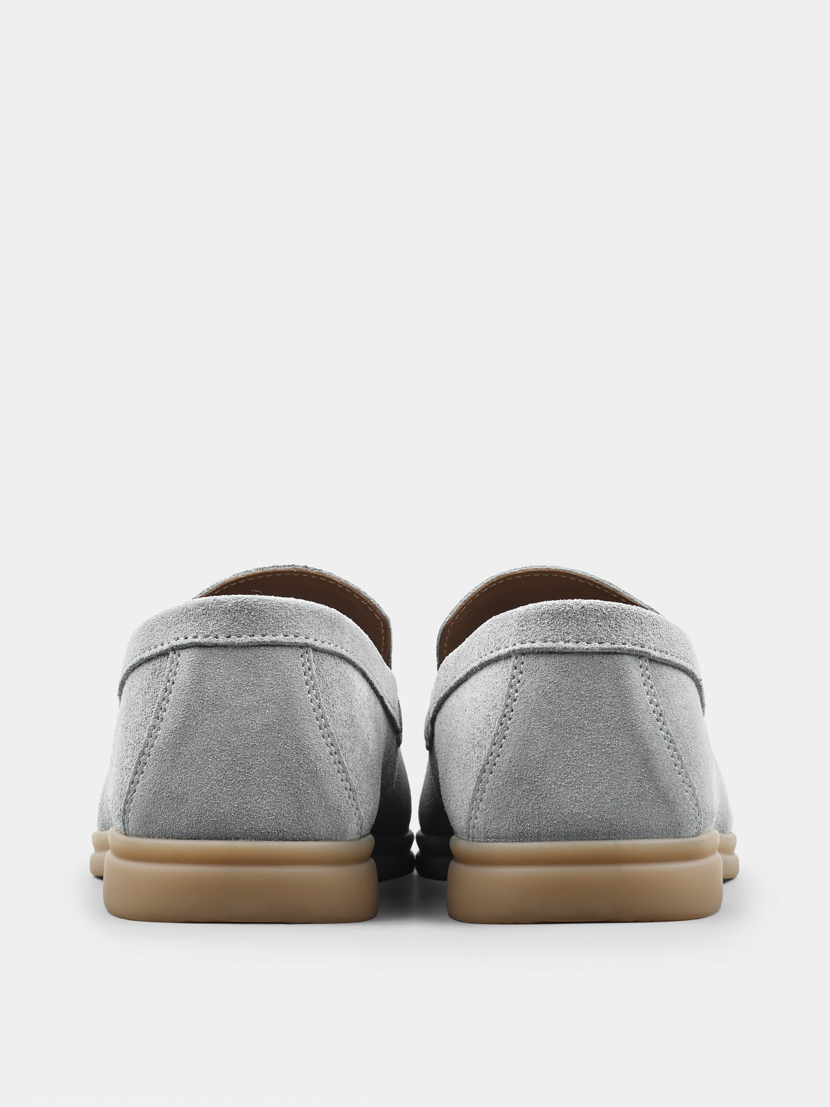Szare Zamszowe Loafersy Fenda