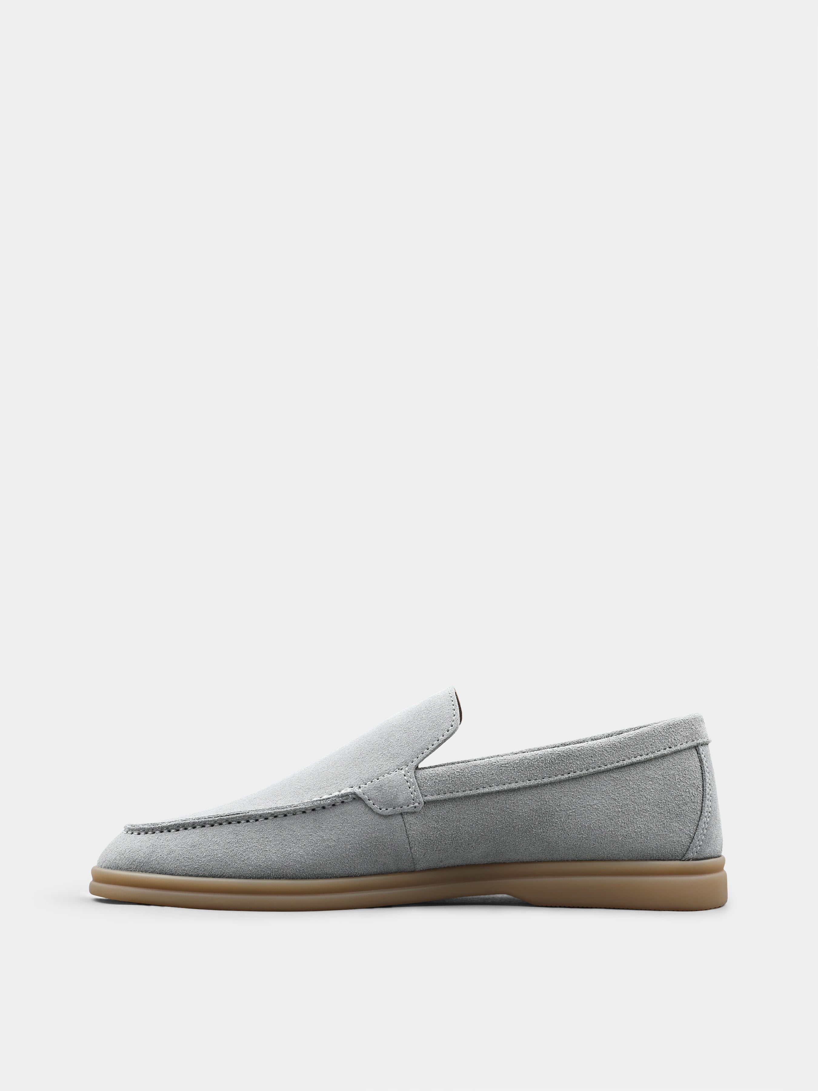 Szare Zamszowe Loafersy Fenda