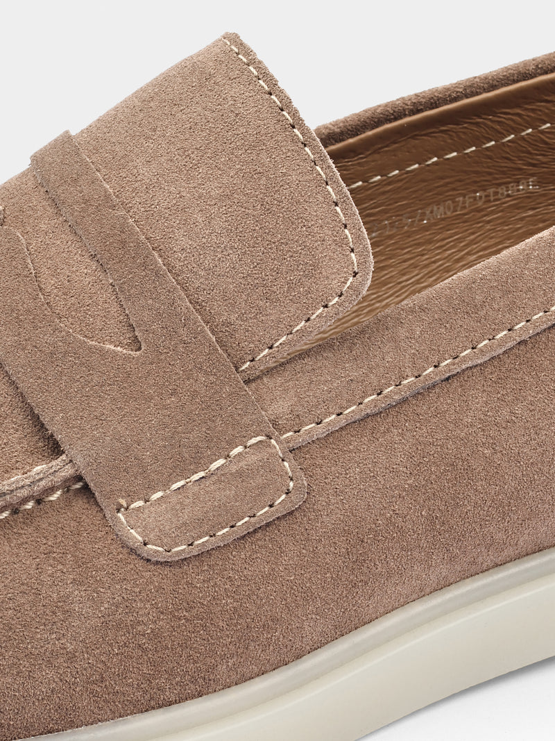 Beżowe Zamszowe Loafersy Prospero