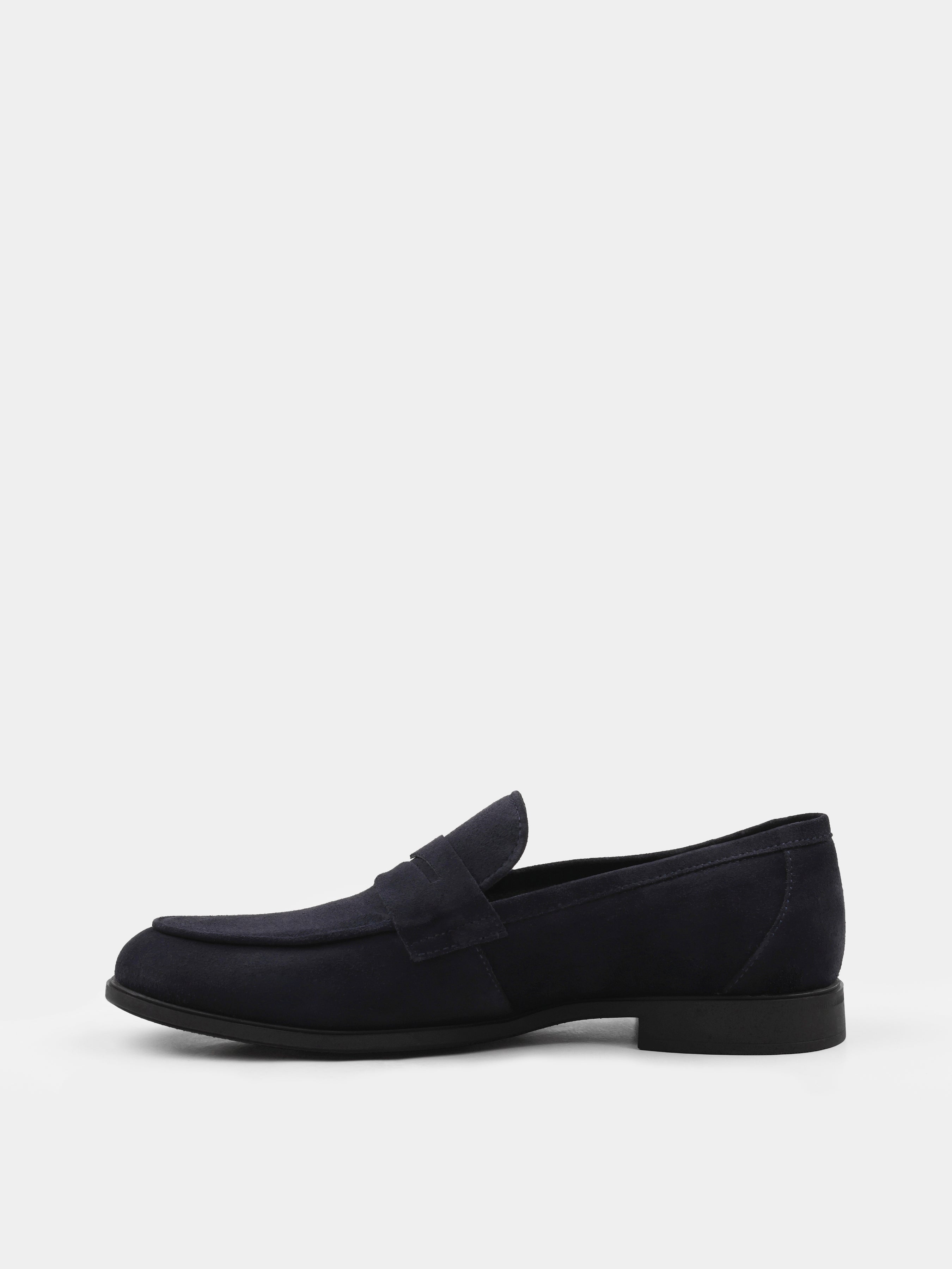 Granatowe Zamszowe Loafersy Demini
