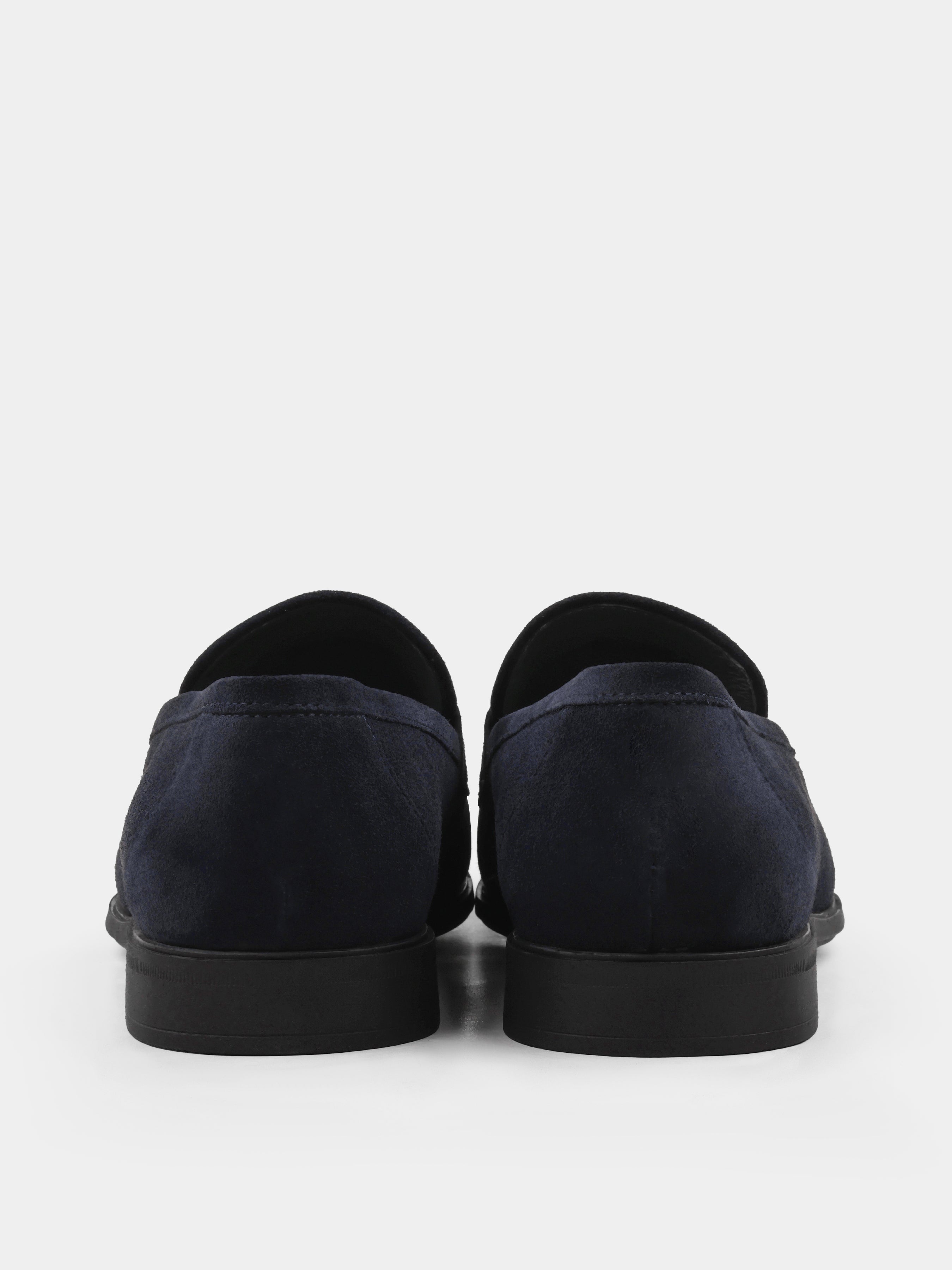 Granatowe Zamszowe Loafersy Demini