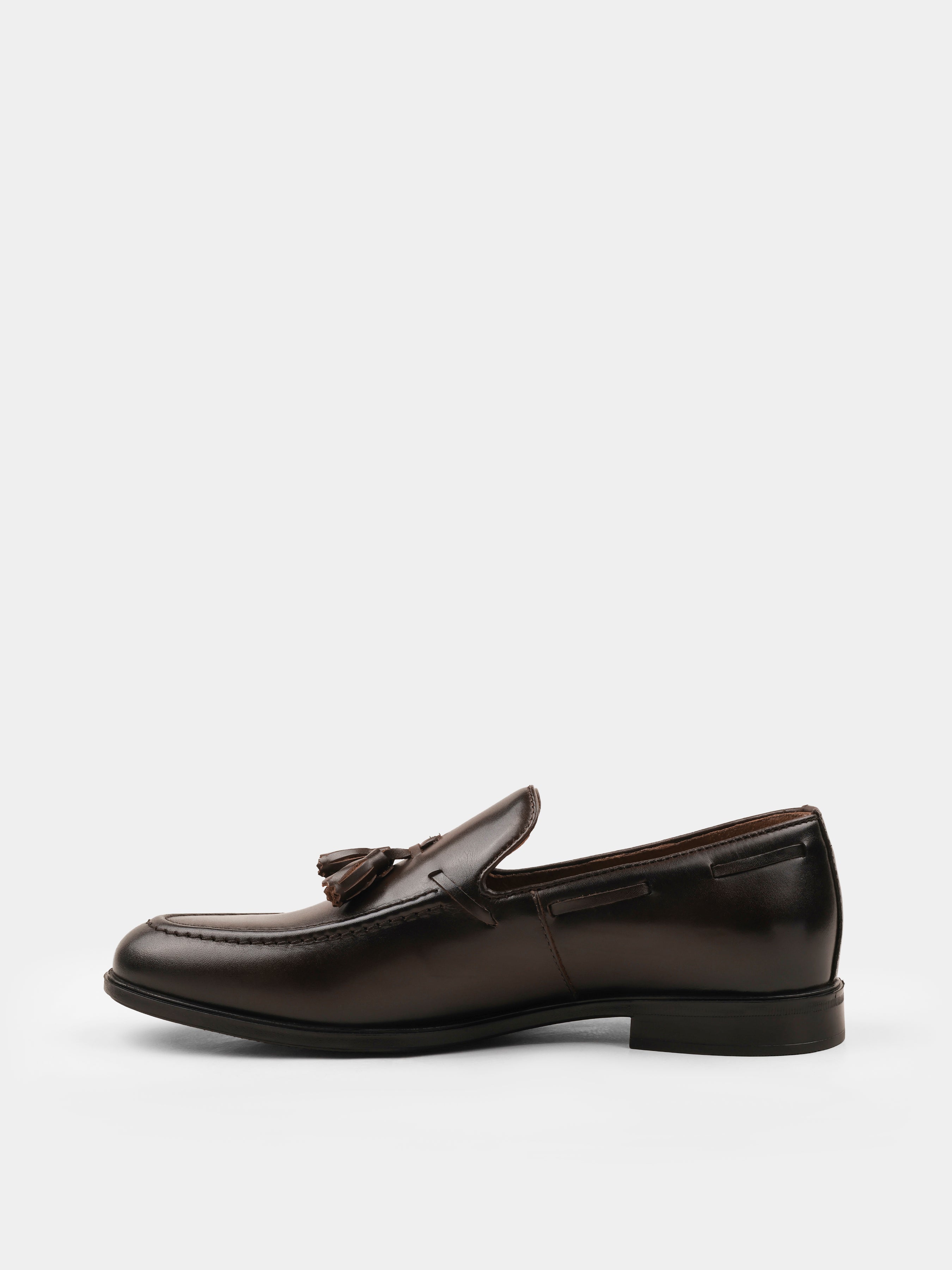 Ciemnobrązowe Skórzane Loafersy Frandi
