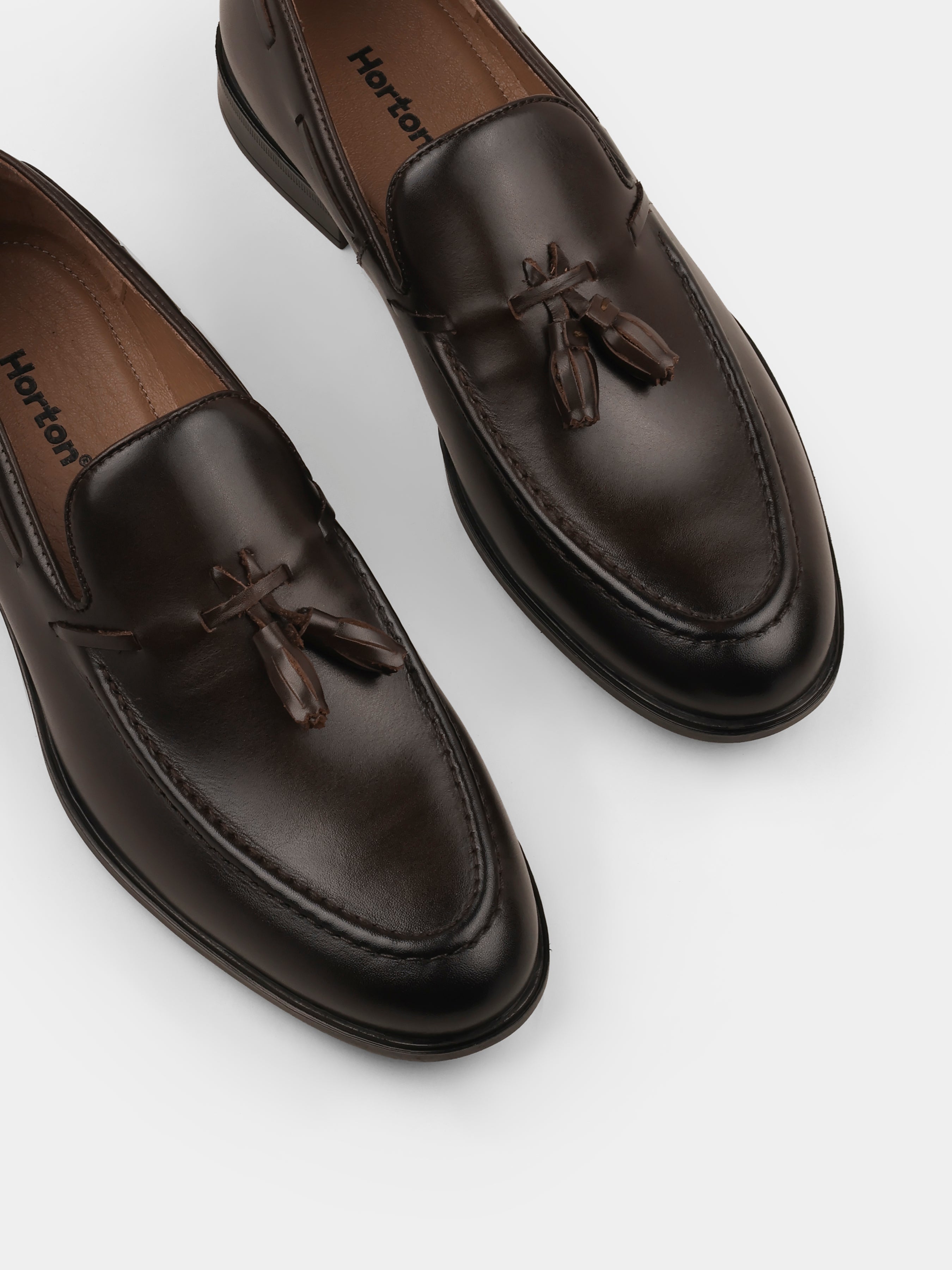 Ciemnobrązowe Skórzane Loafersy Frandi