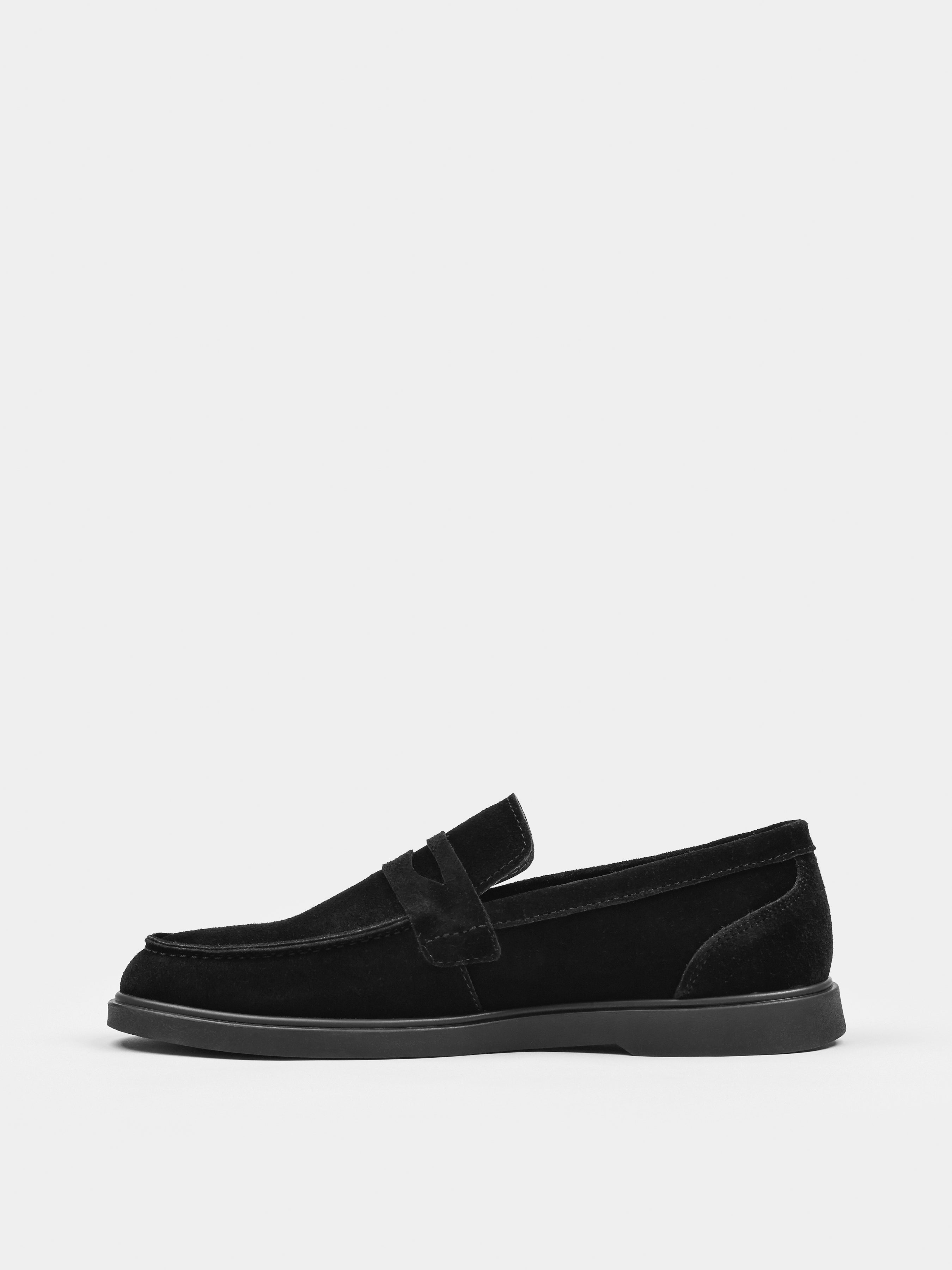 Czarne Zamszowe Loafersy Prospero
