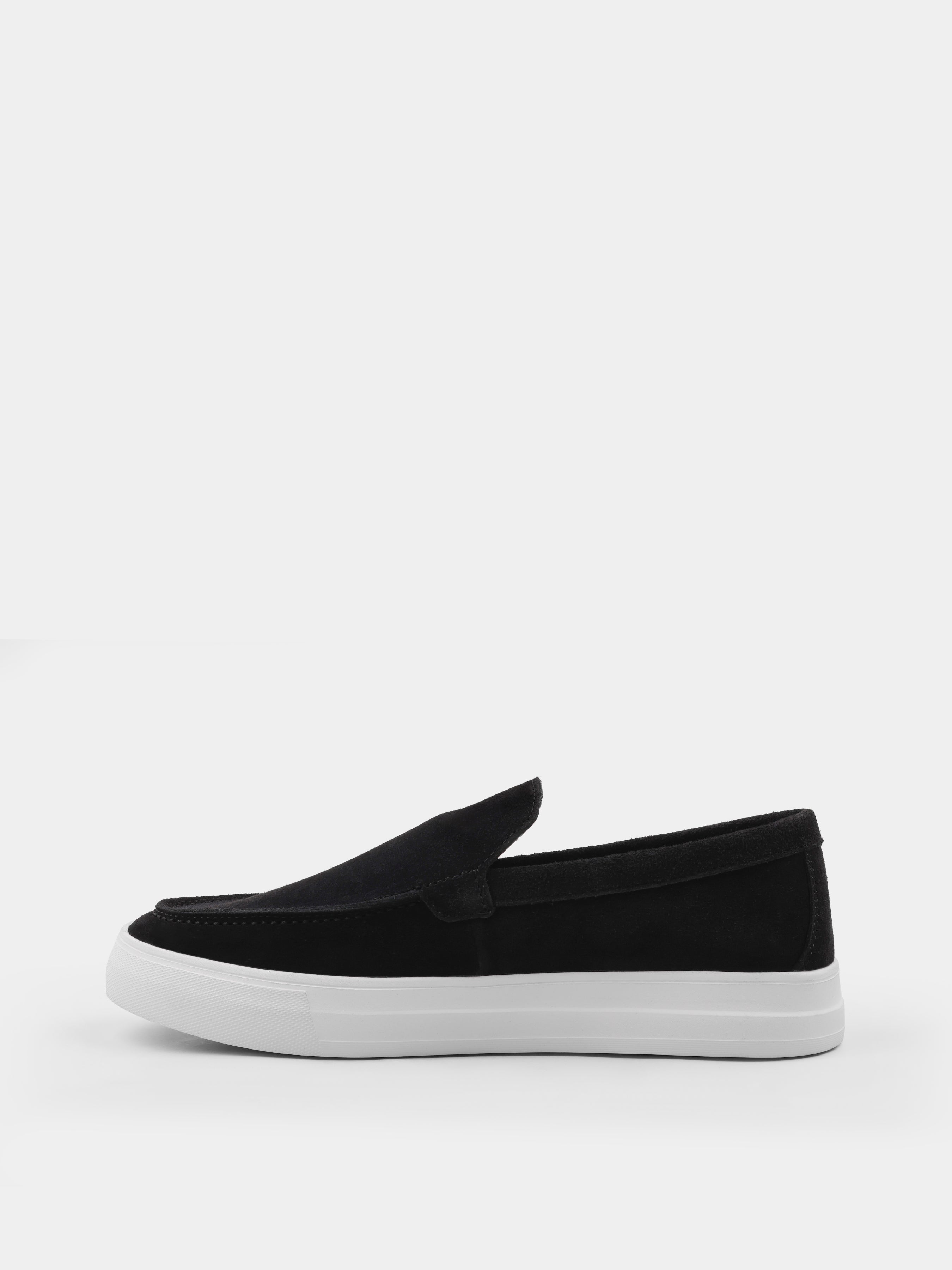 Czarno-Białe Zamszowe Loafersy Spectrum