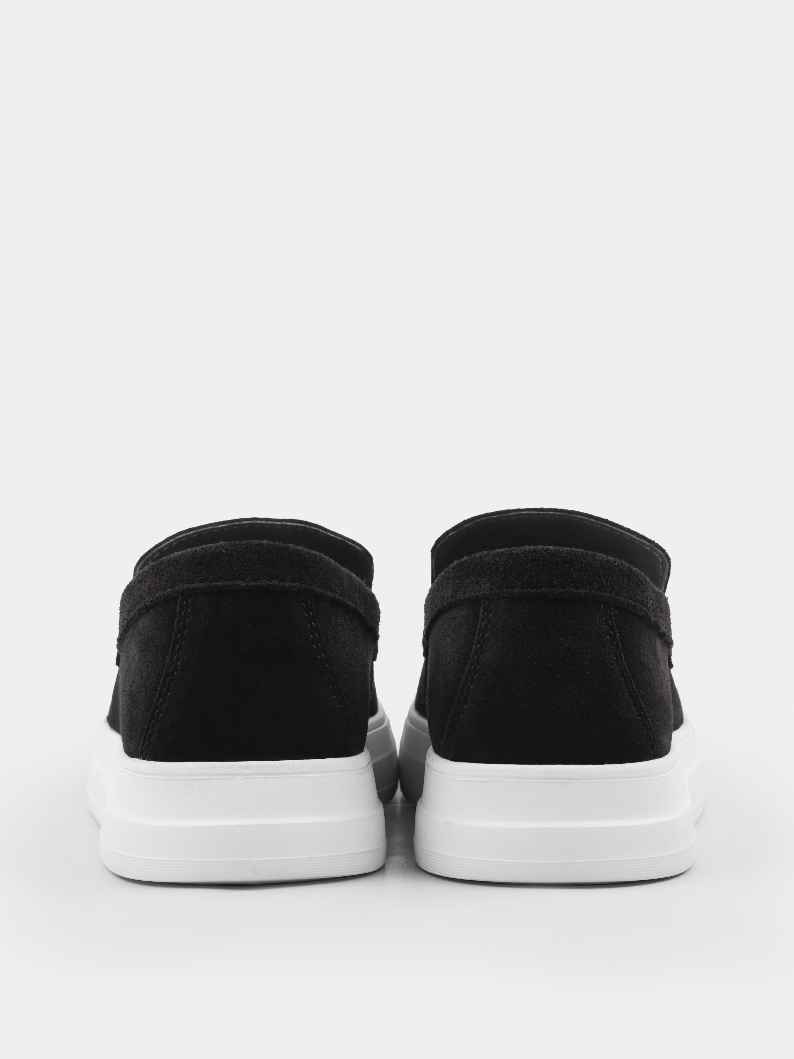 Czarno-Białe Zamszowe Loafersy Spectrum