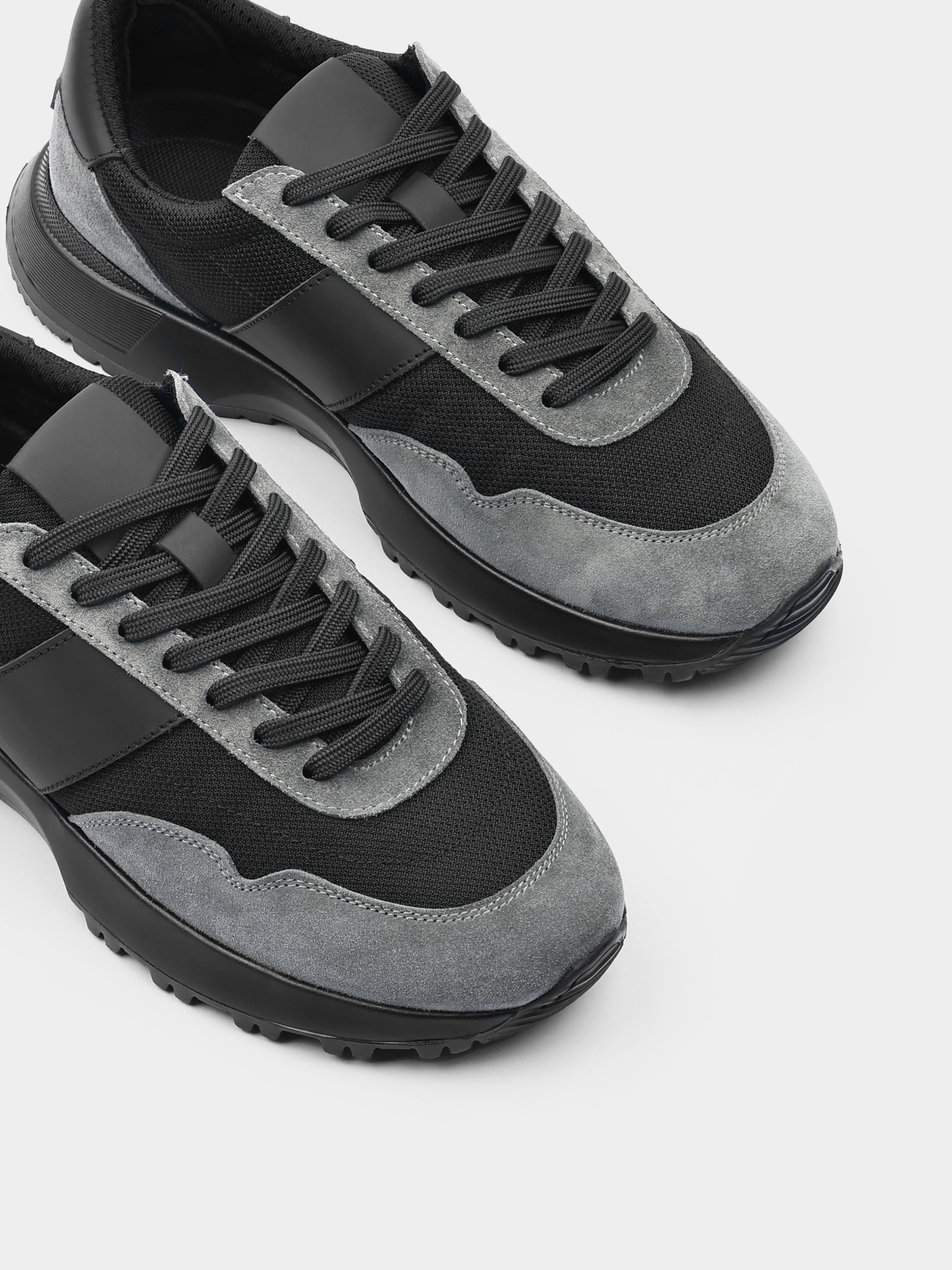 Szaro-Czarne Zamszowe Sneakersy Lasciare