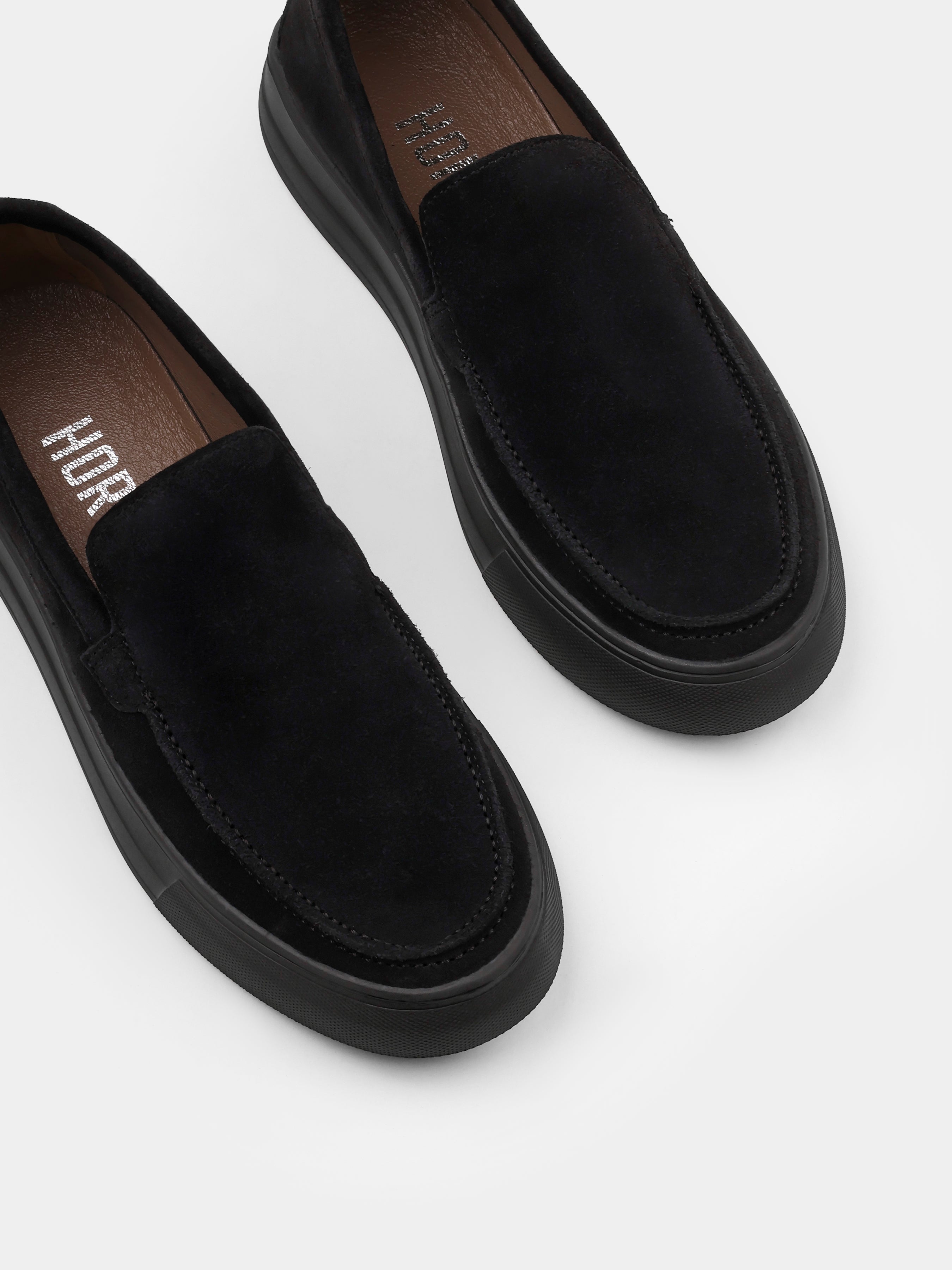Czarne Zamszowe Loafersy Spectrum