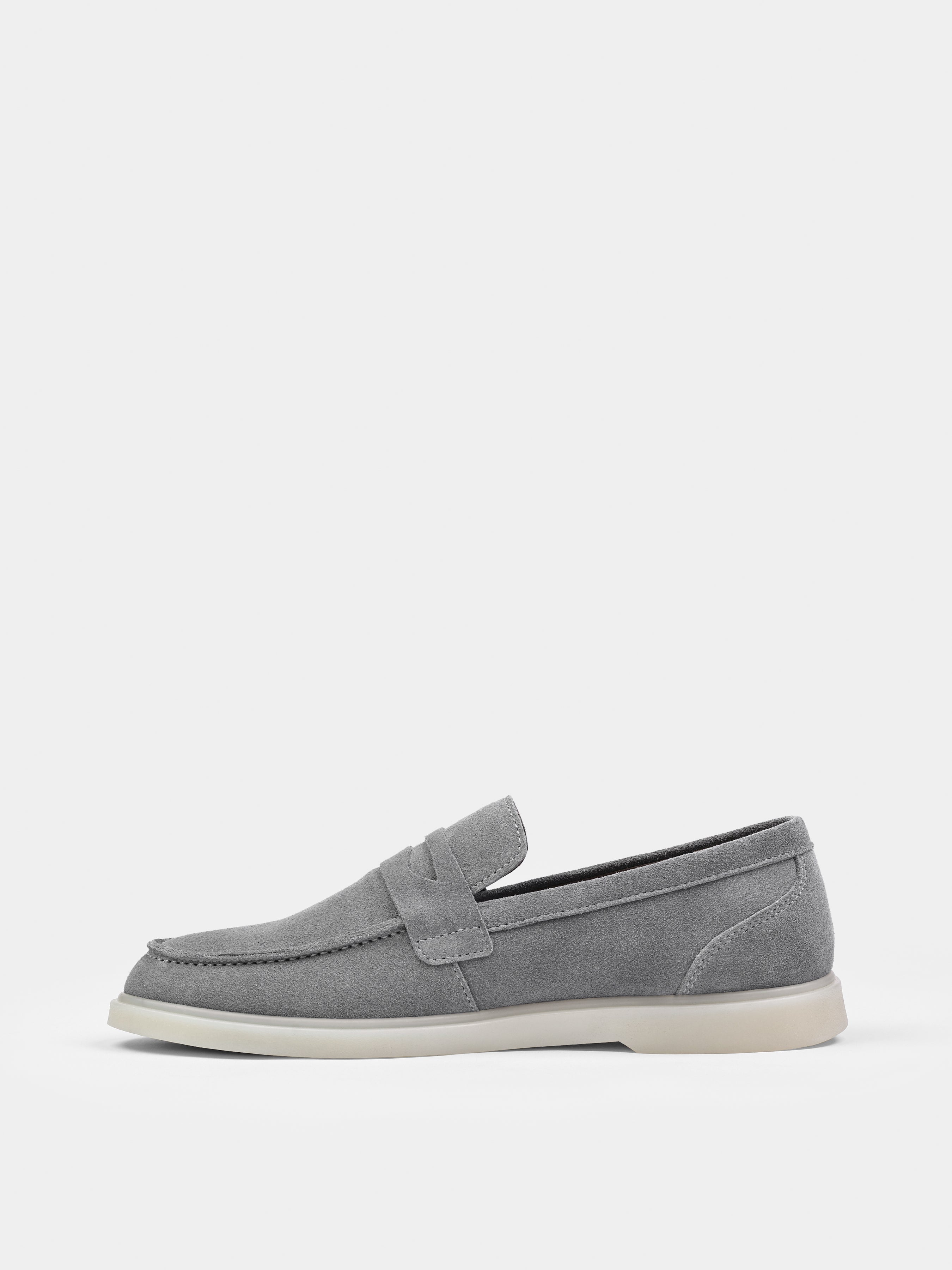 Szare Zamszowe Loafersy Prospero