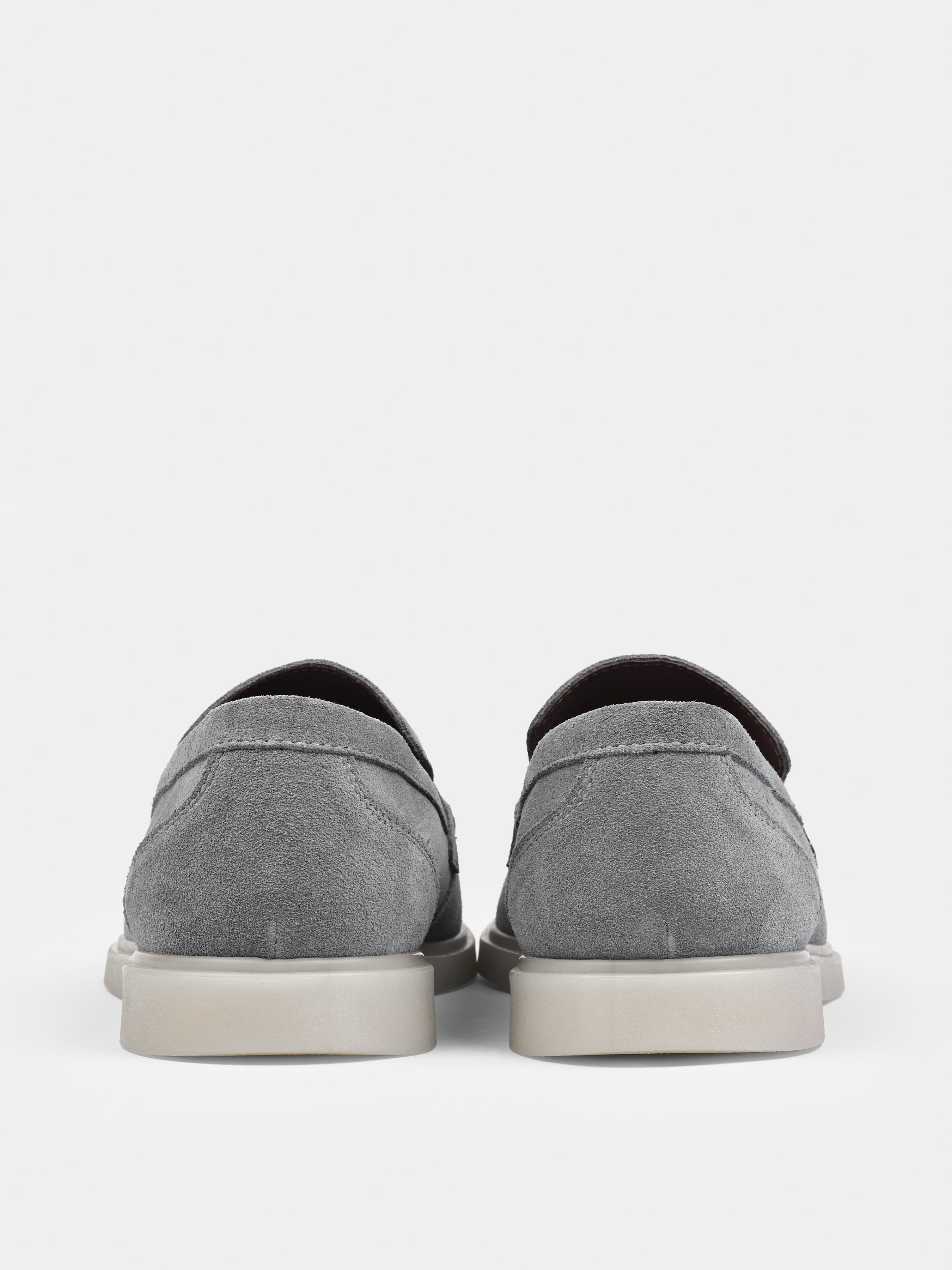 Szare Zamszowe Loafersy Prospero