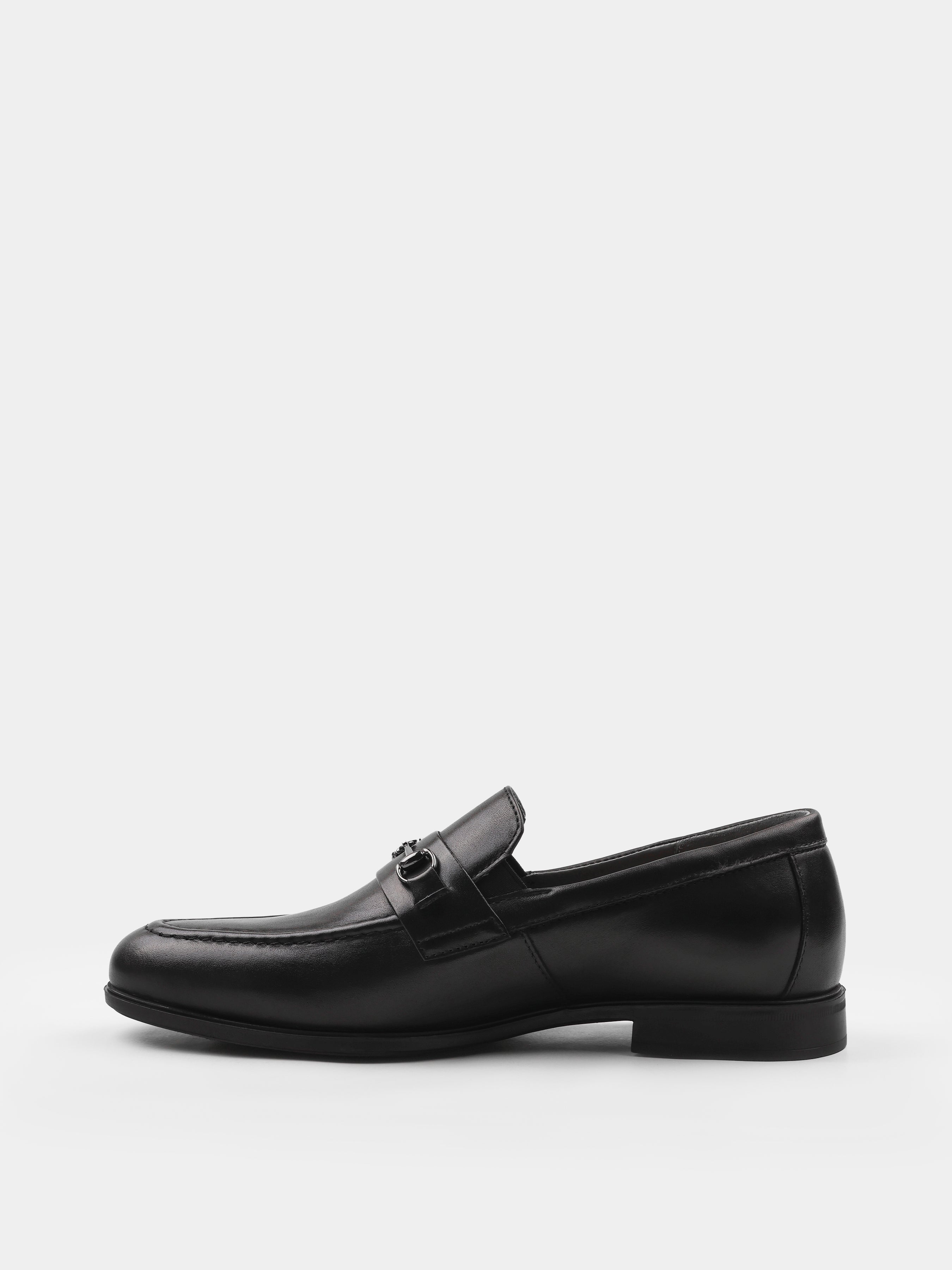Czarne Skórzane Loafersy Lamberto