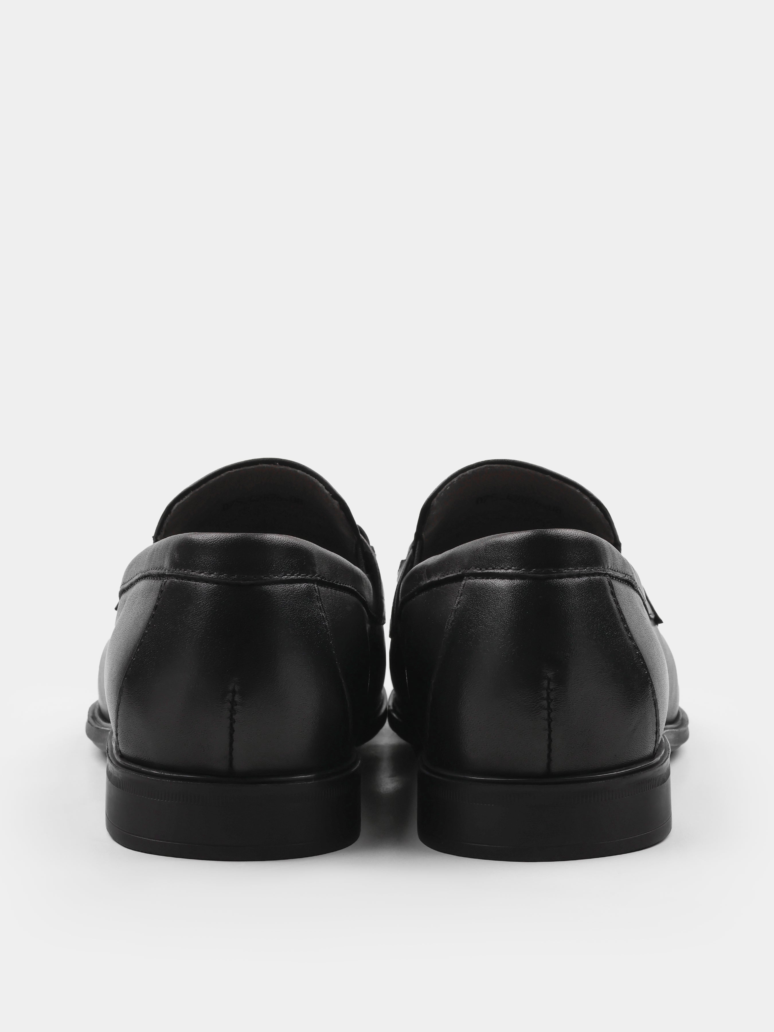 Czarne Skórzane Loafersy Lamberto