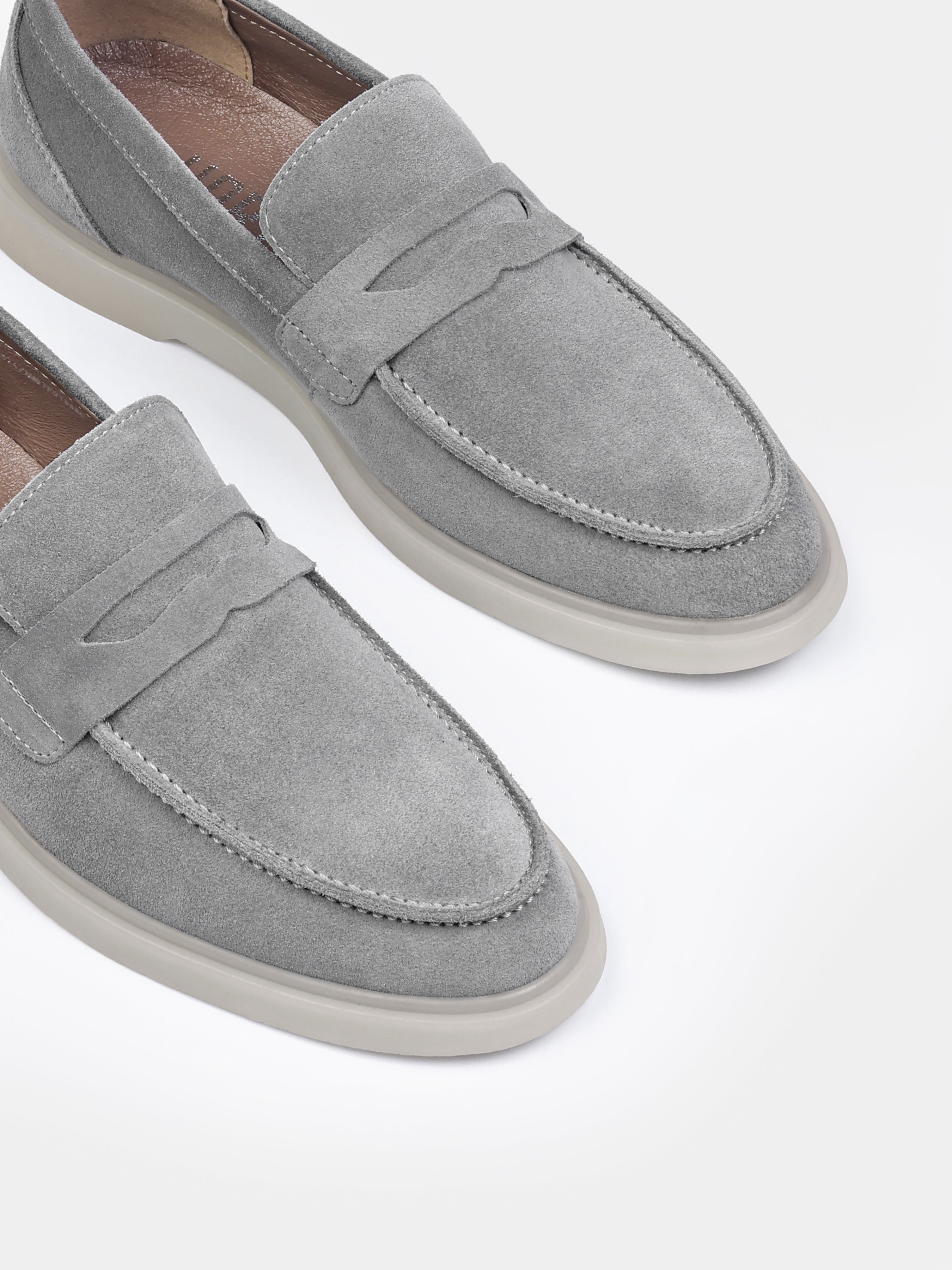 Szare Zamszowe Loafersy Prospero