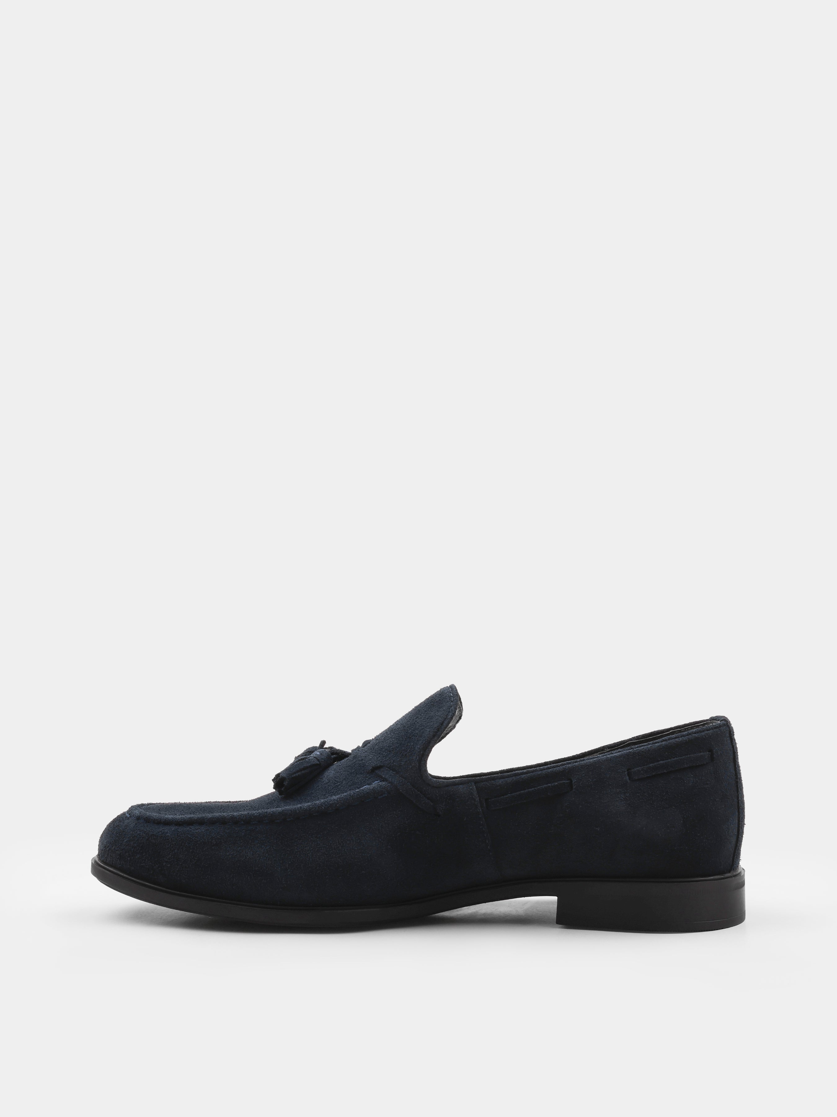 Granatowe Zamszowe Loafersy Frandi