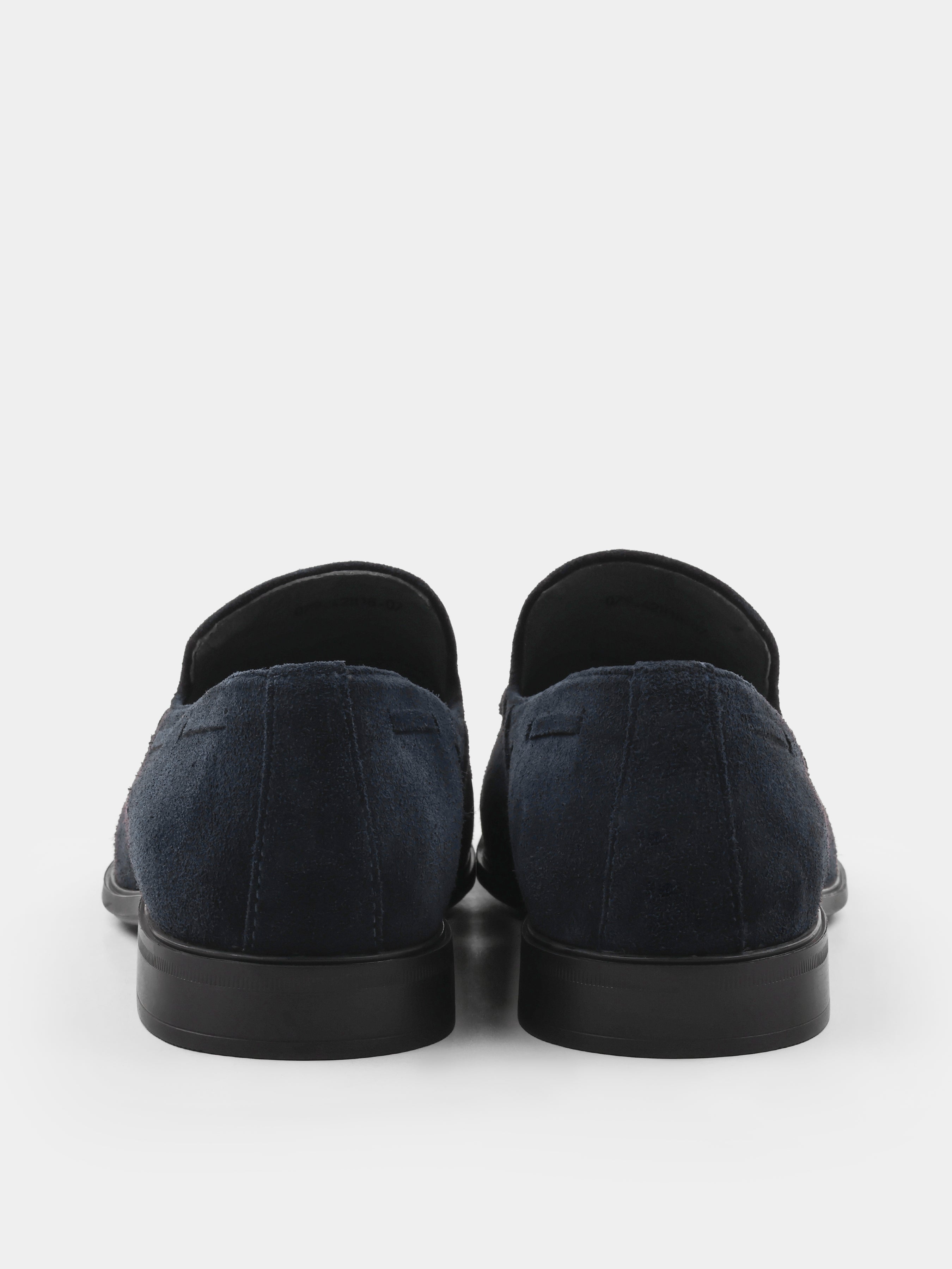 Granatowe Zamszowe Loafersy Frandi