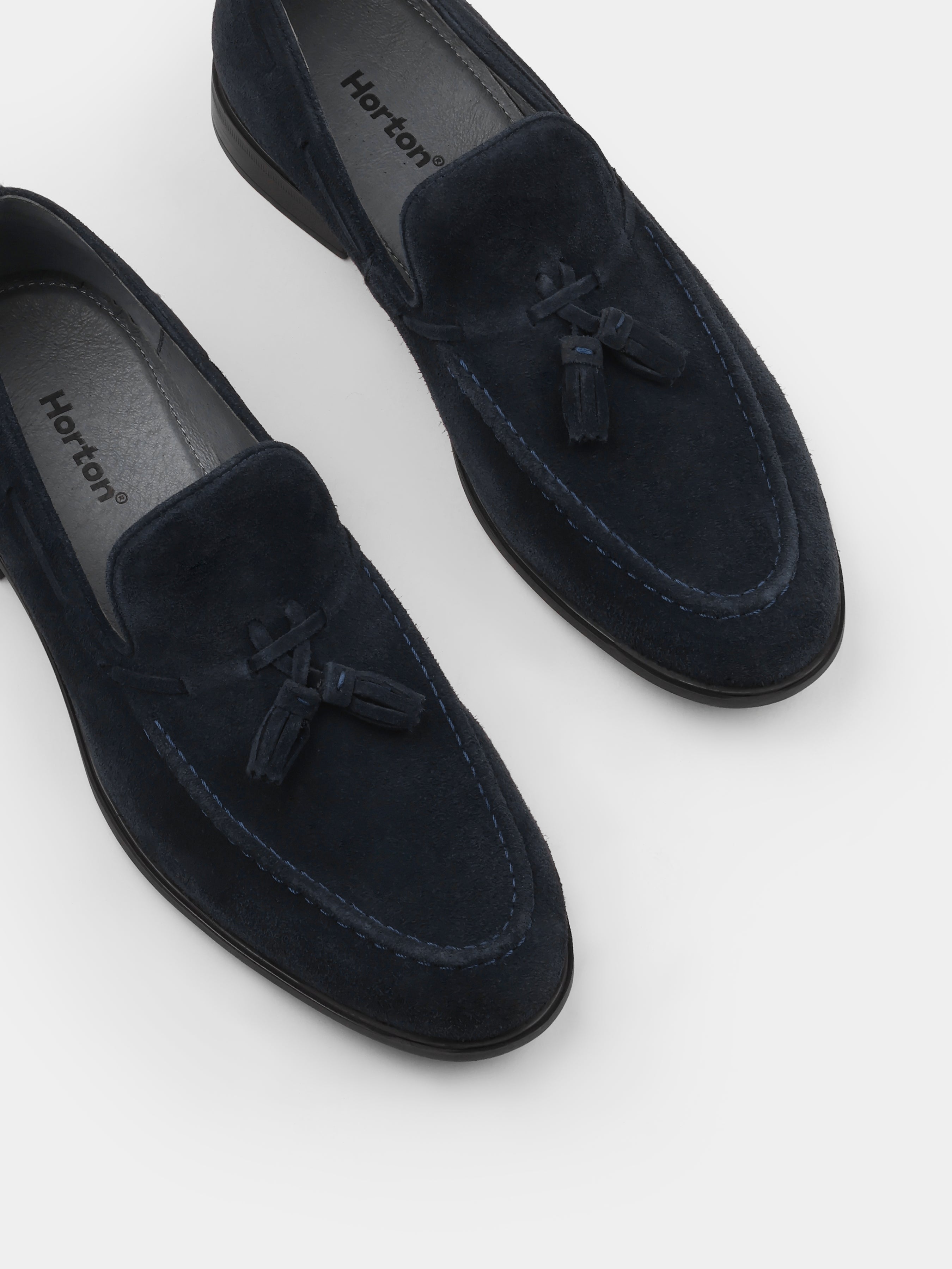 Granatowe Zamszowe Loafersy Frandi