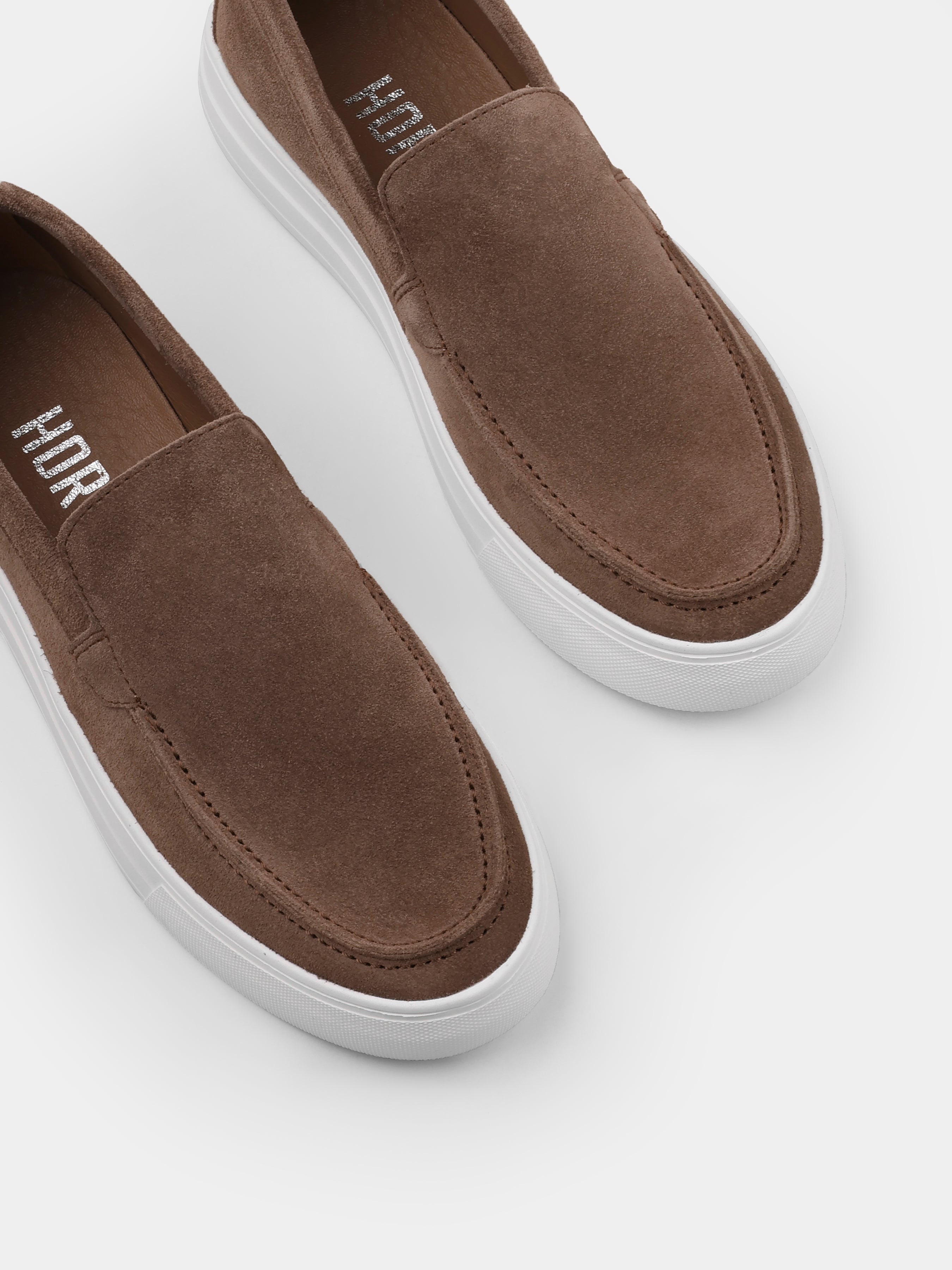 Beżowe Zamszowe Loafersy Spectrum