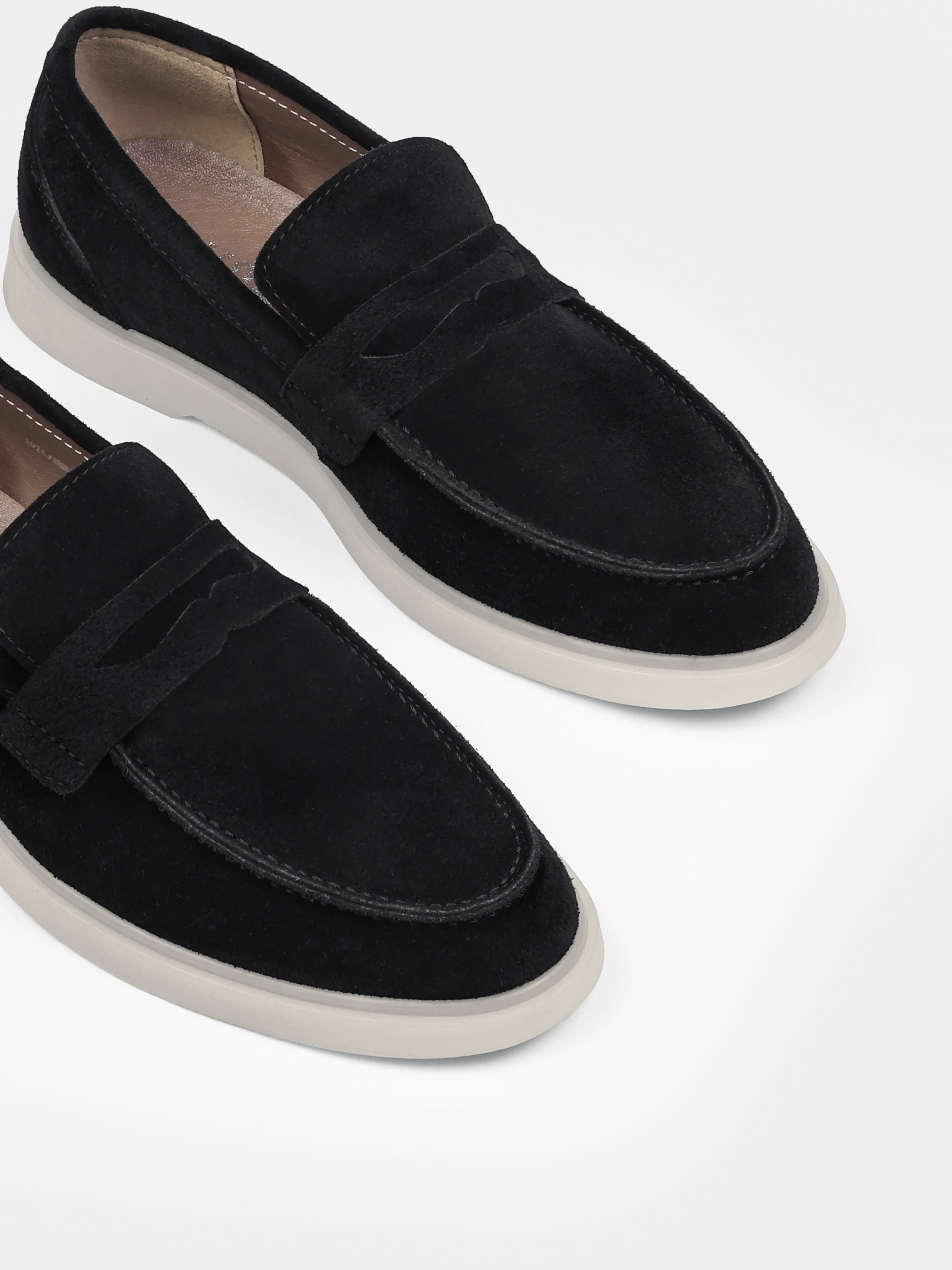 Czarno-Beżowe Zamszowe Loafersy Prospero