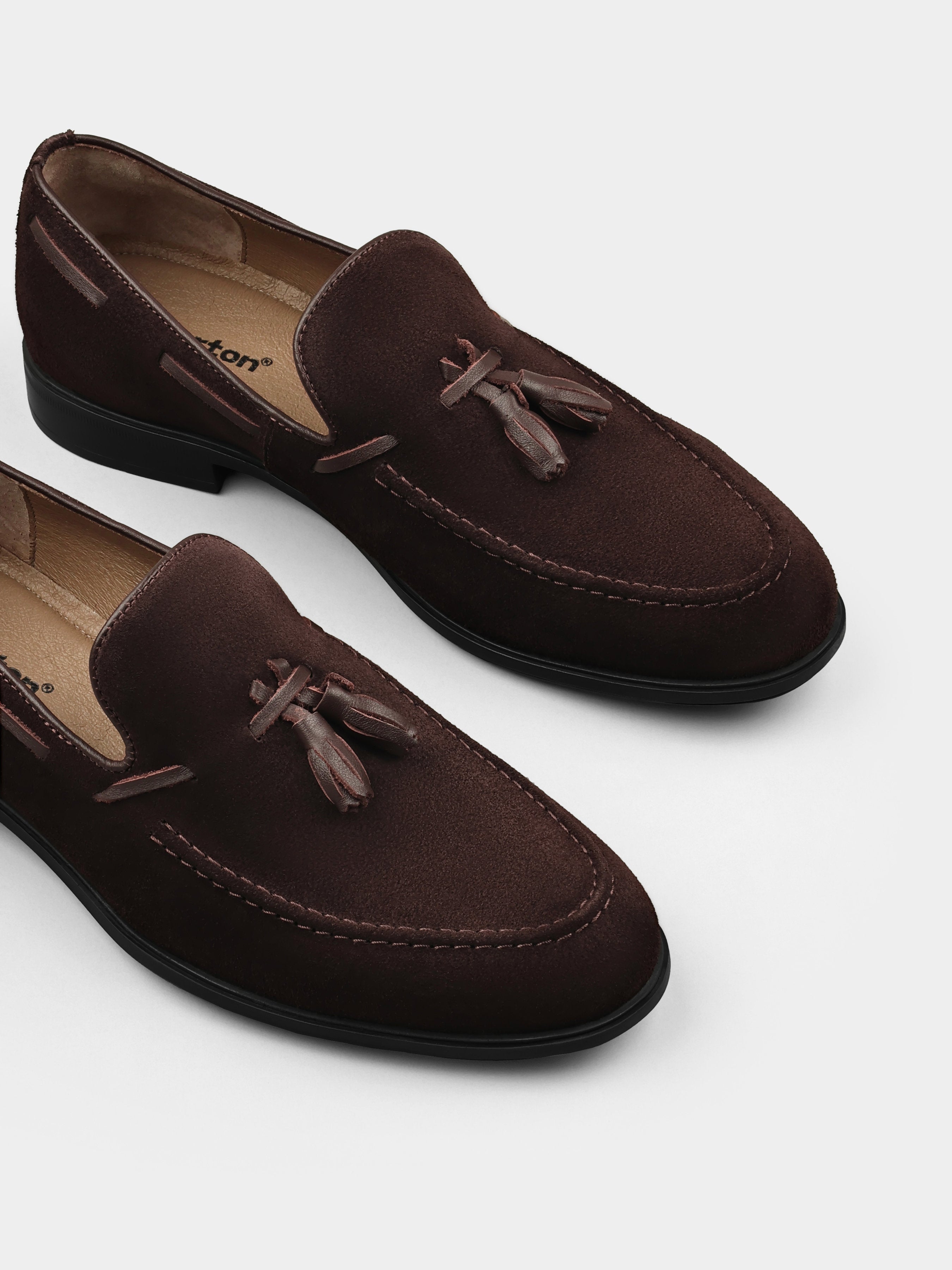 Ciemnobrązowe Zamszowe Loafersy Frandi
